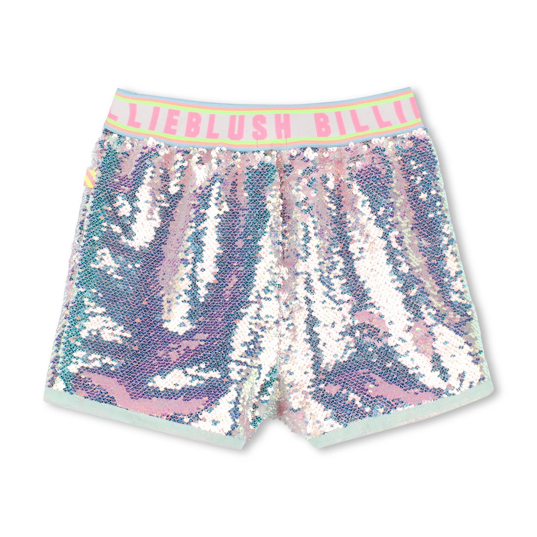 Girls Blue & Pink Sequin Shorts