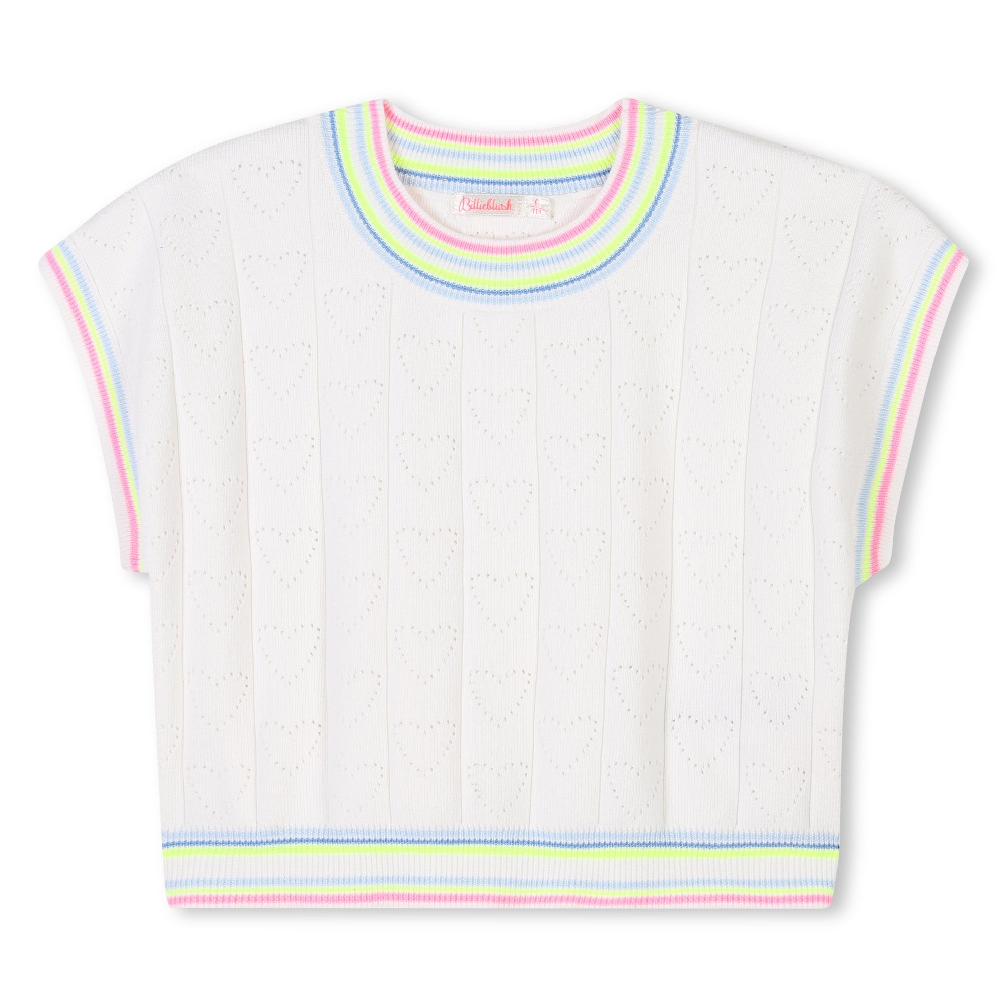 Girls White Cotton Knit Sweater