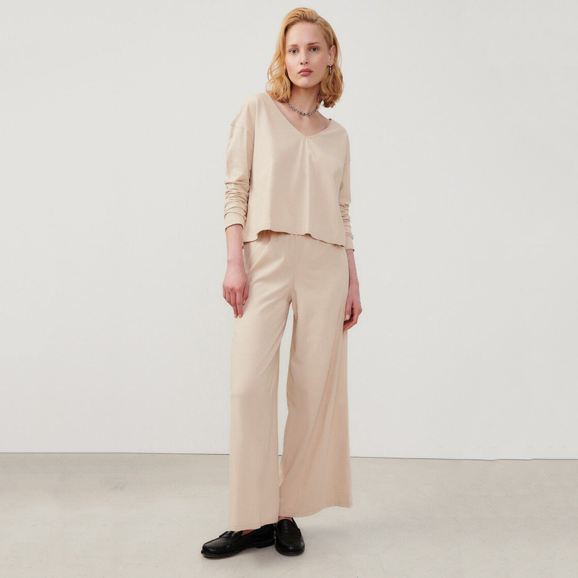 Women Beige Cotton Trousers