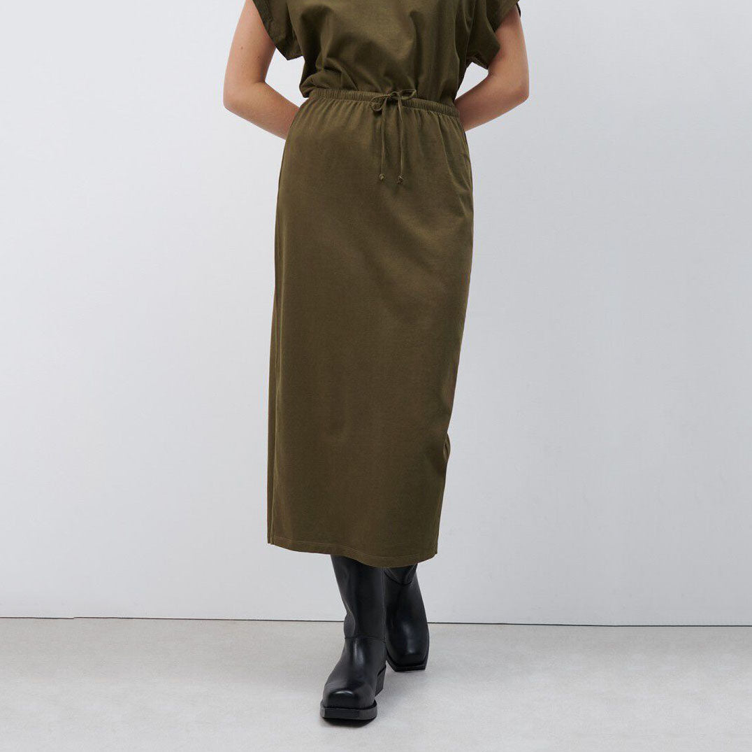 Women Olive Cotton Skirt