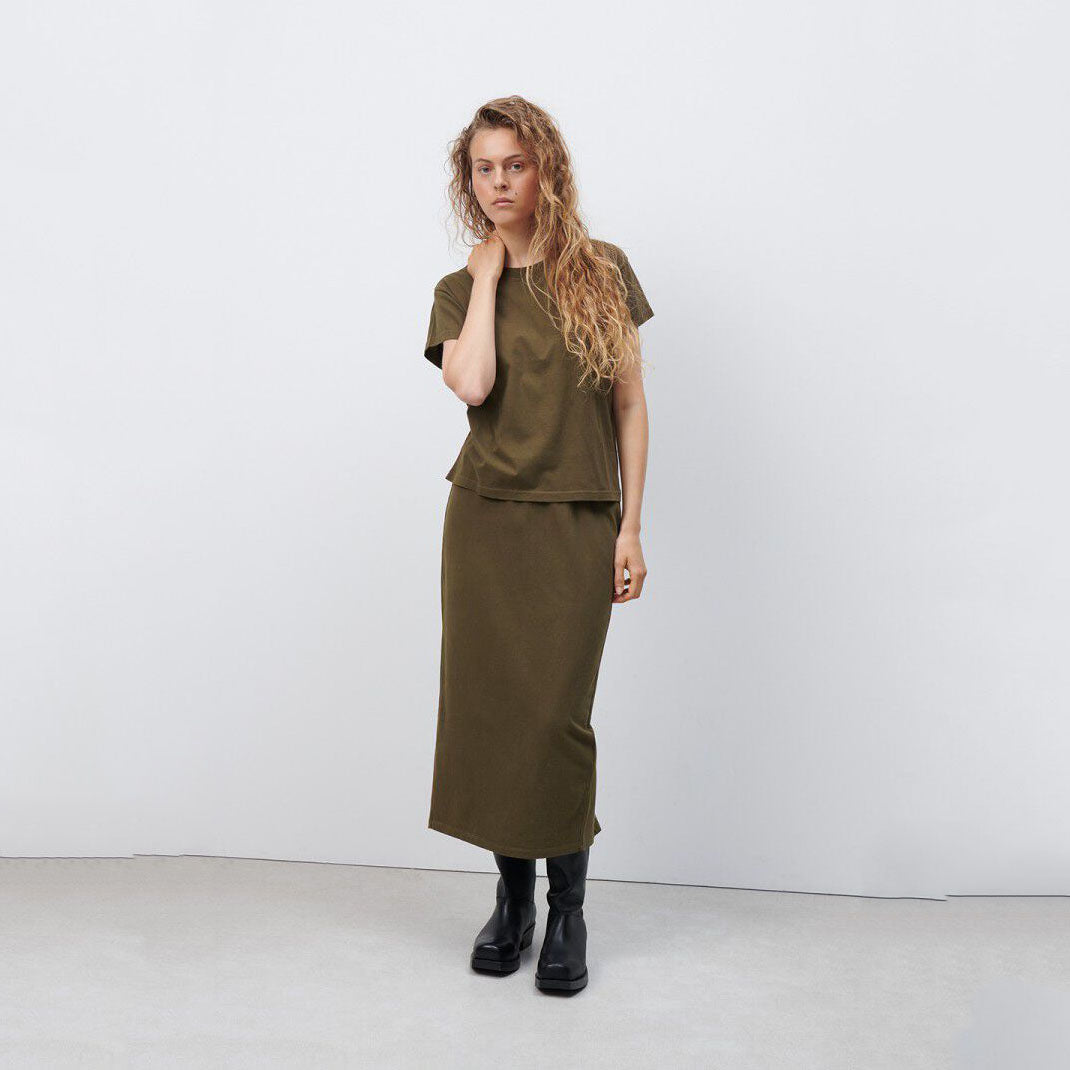 Women Olive Cotton Skirt