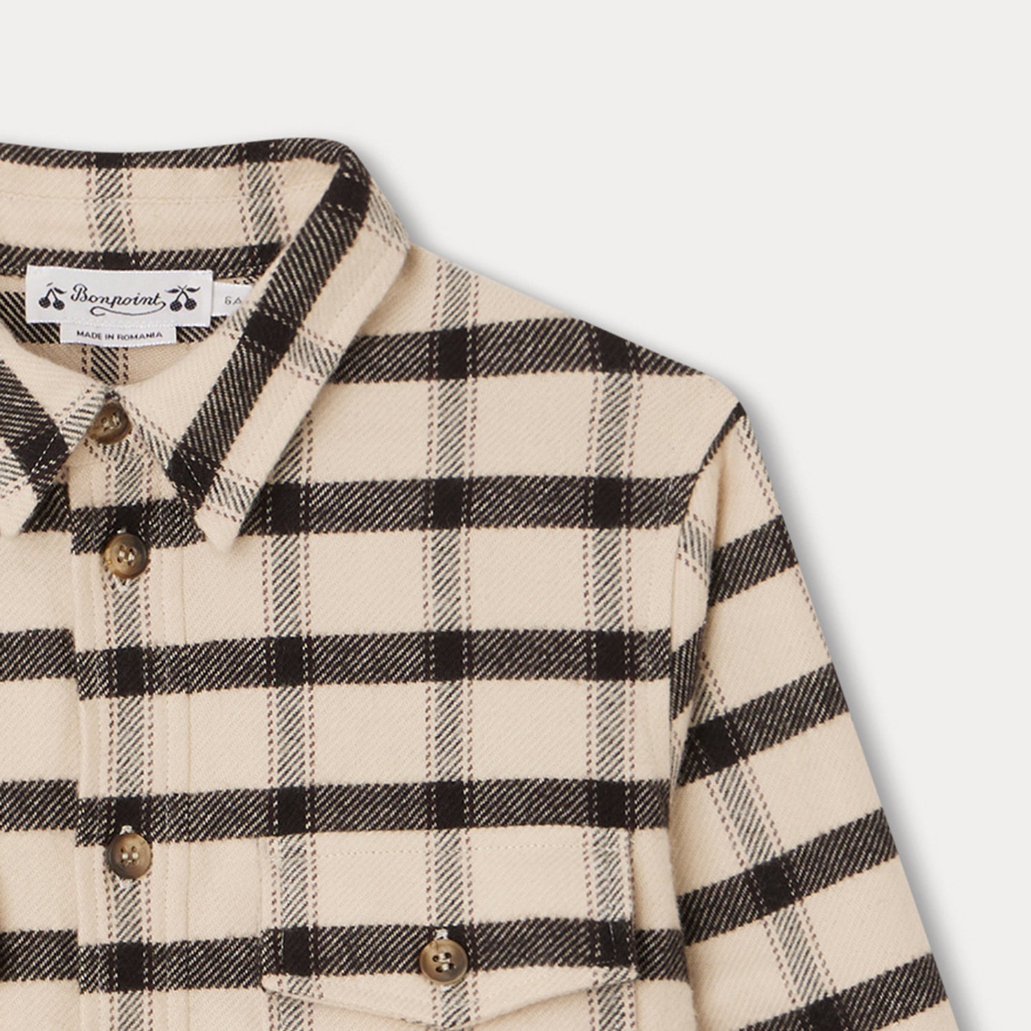 Boys Beige Check Cotton Shirt