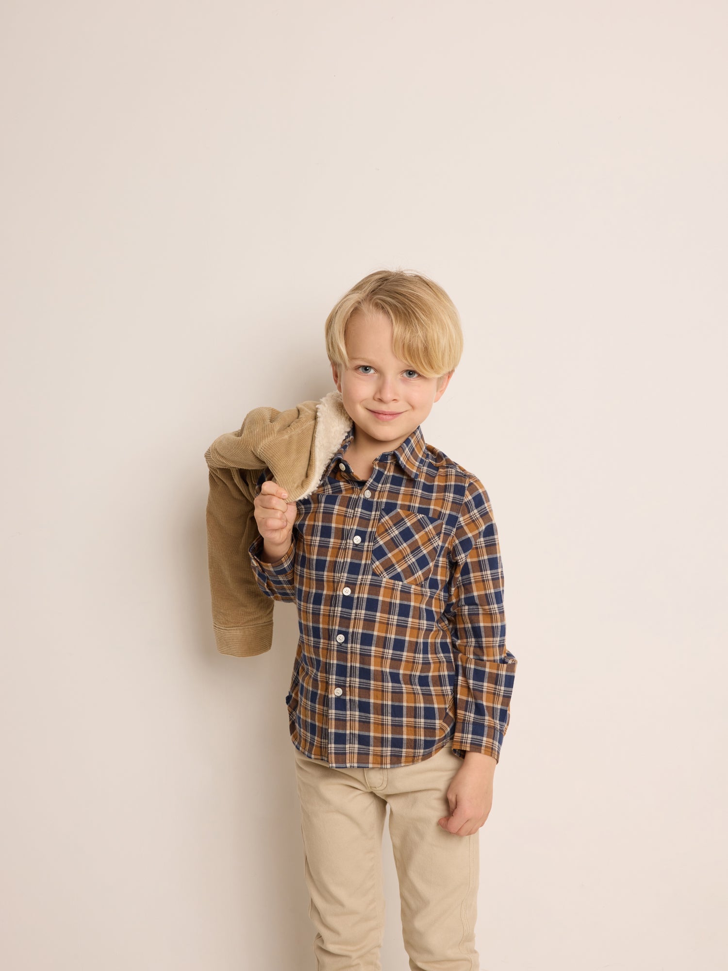 Boys Blue Check Cotton Shirt