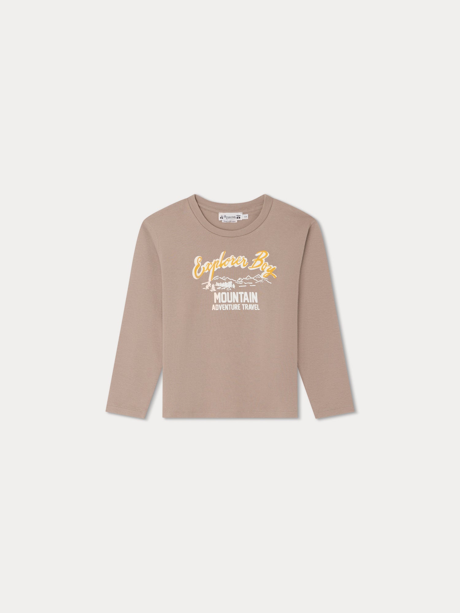 Boys Light Brown Logo Cotton T-Shirt