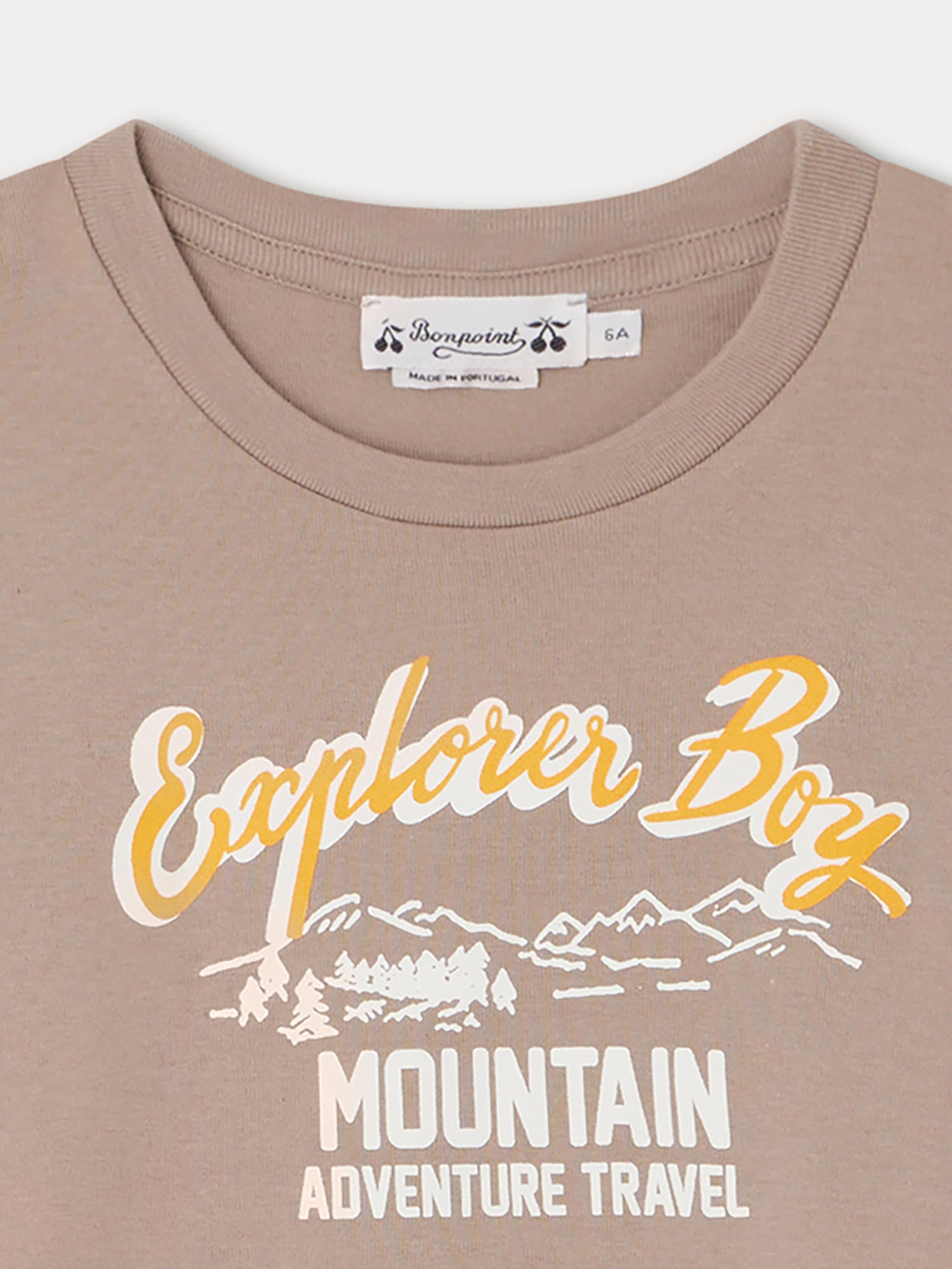 Boys Light Brown Logo Cotton T-Shirt