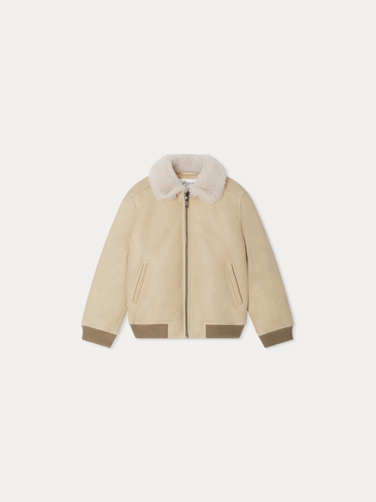 Boys Beige Zip-Up Jacket