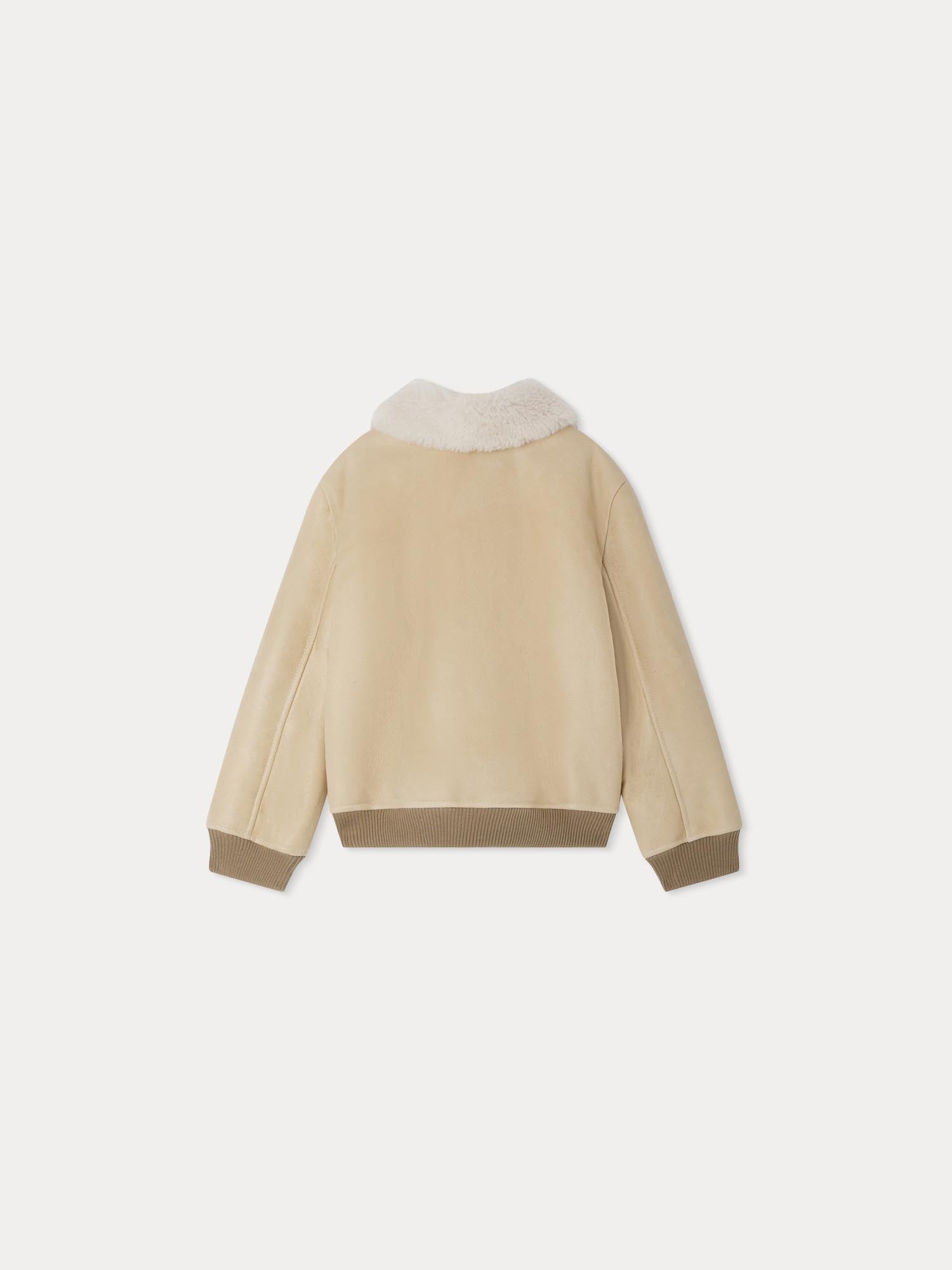 Boys Beige Zip-Up Jacket