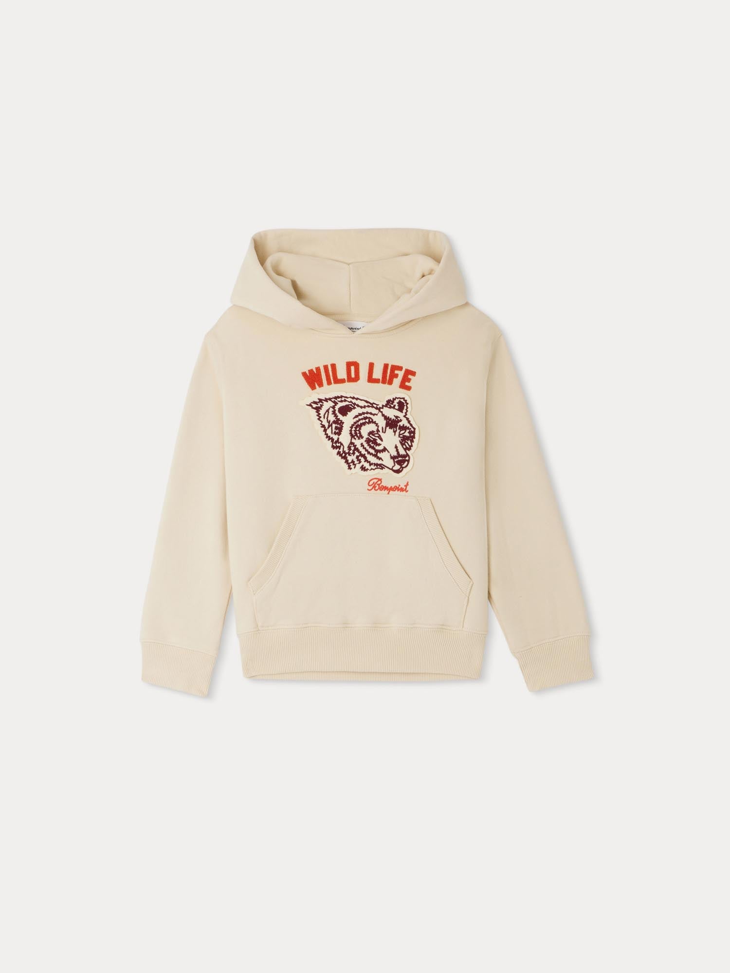 Boys Beige Hooded Cotton Sweatshirt