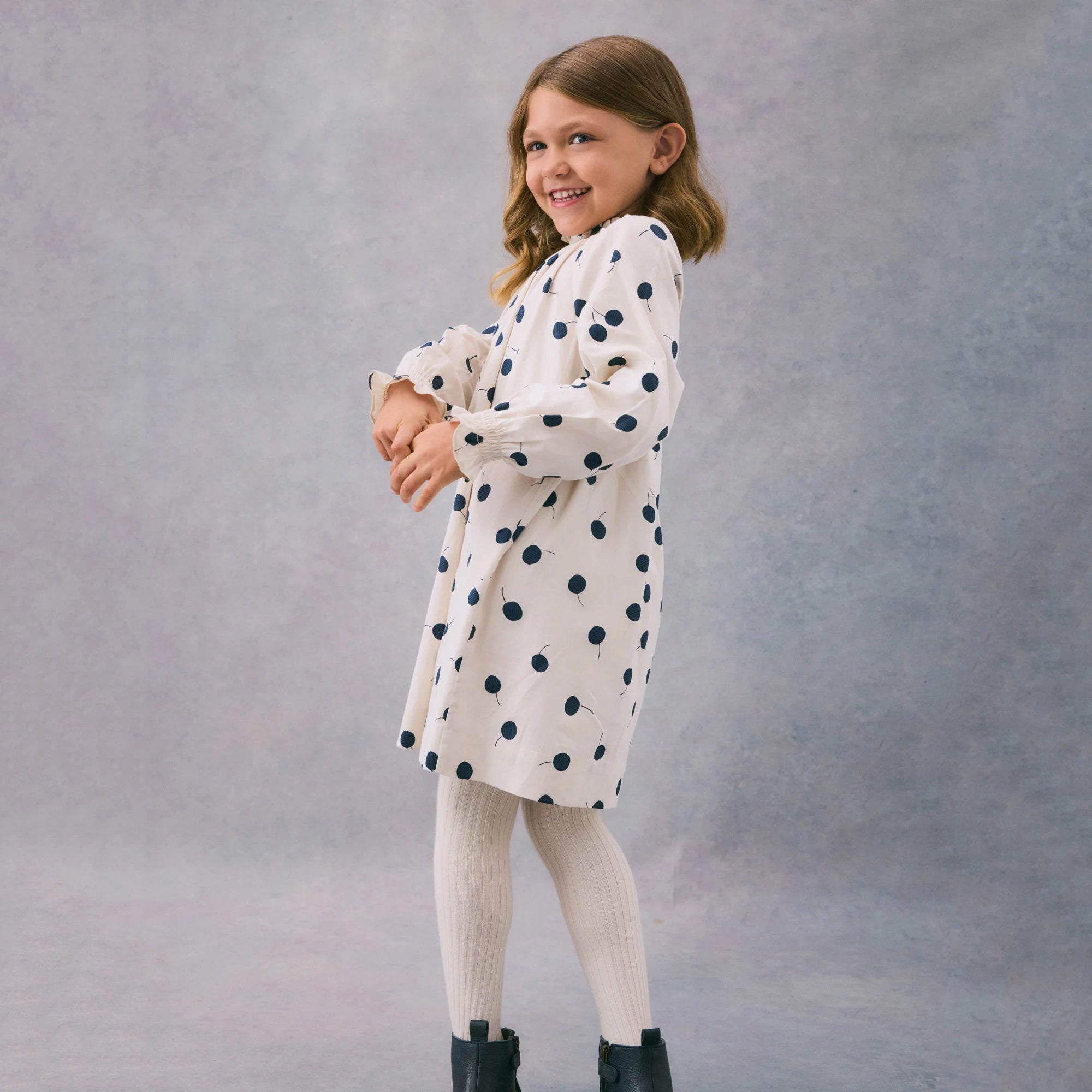 Girls Beige Cotton Dress