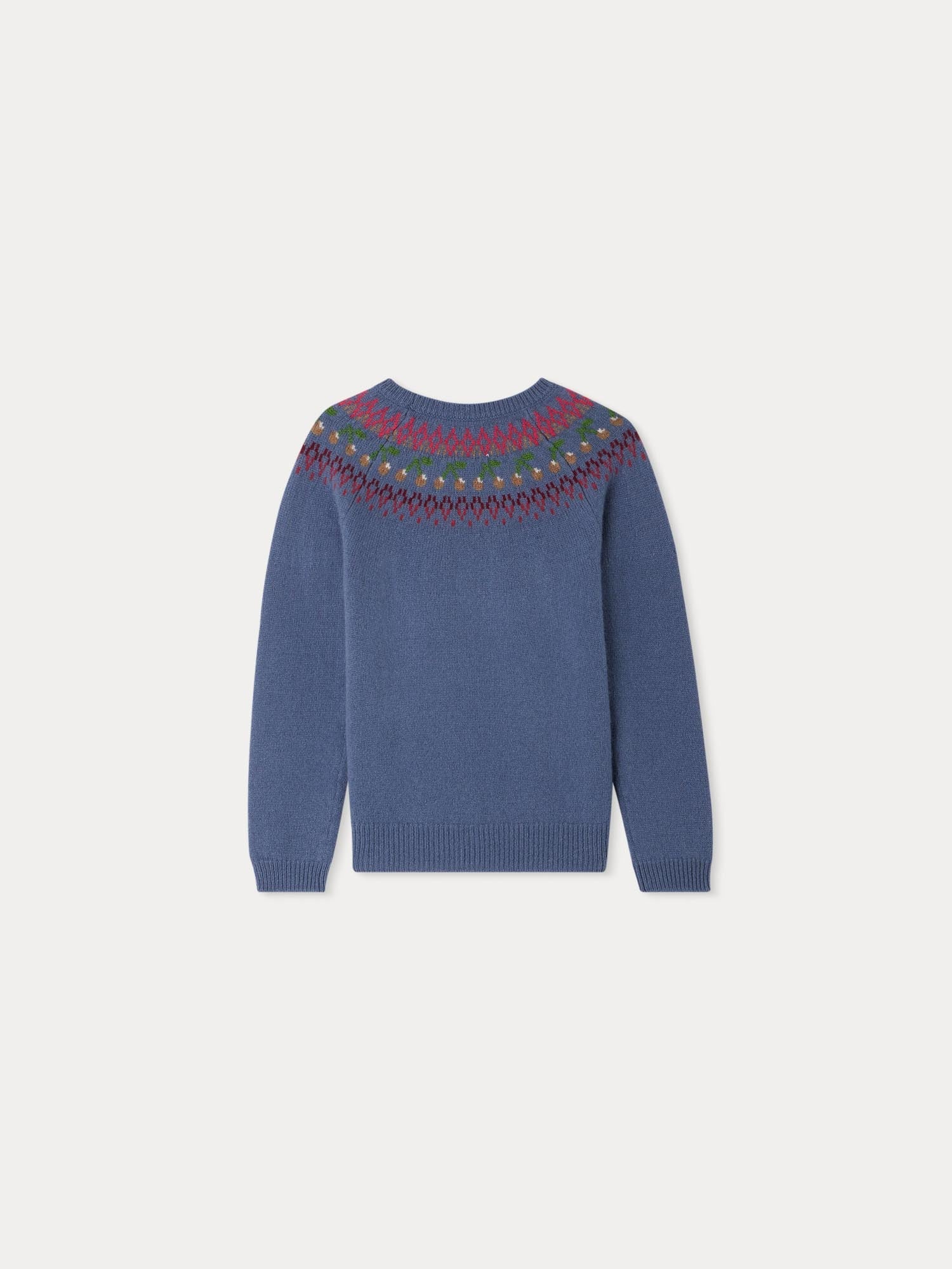 Girls Blue Jacquard Wool Sweater