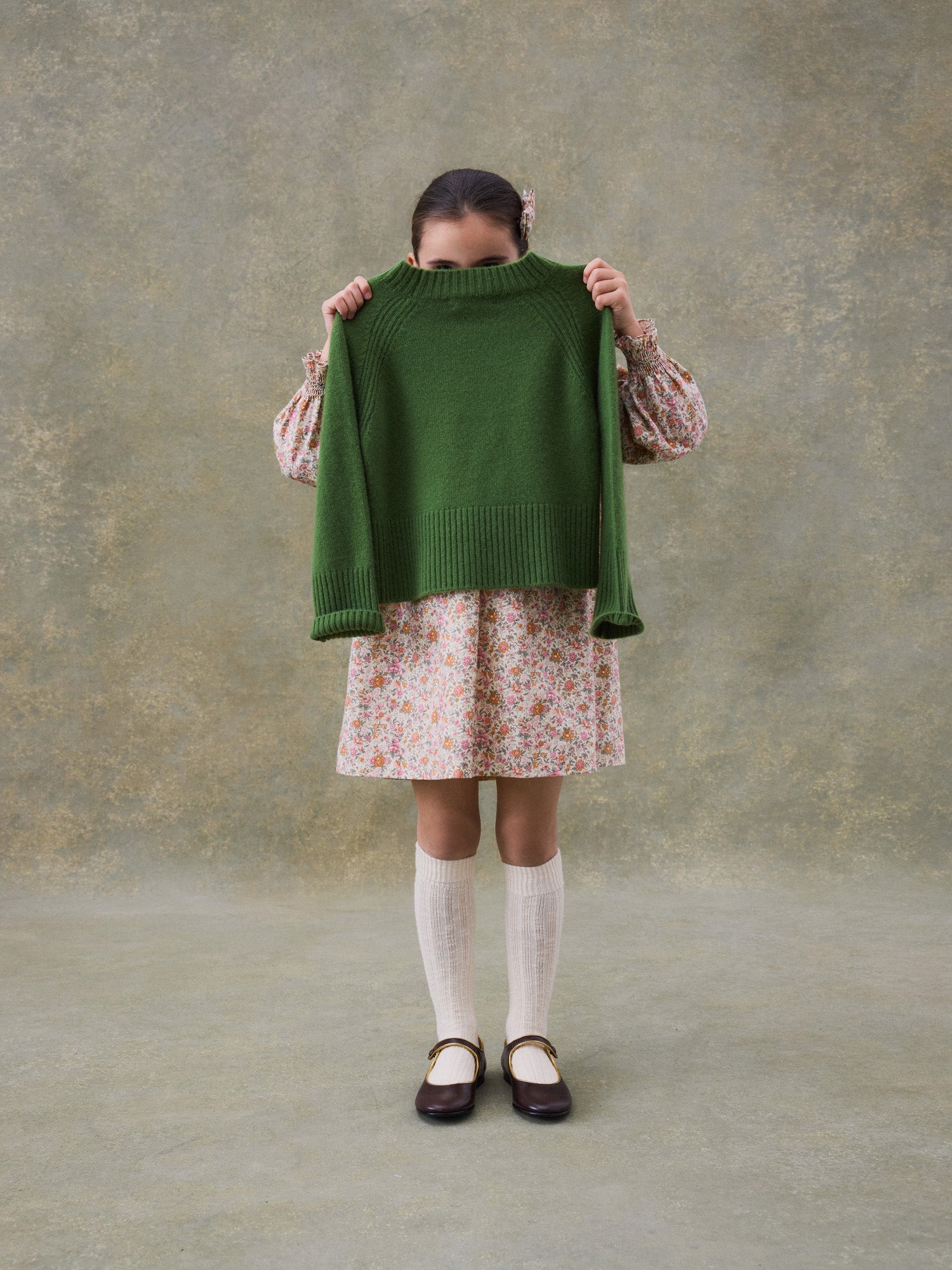 Girls Green Cashmere Sweater