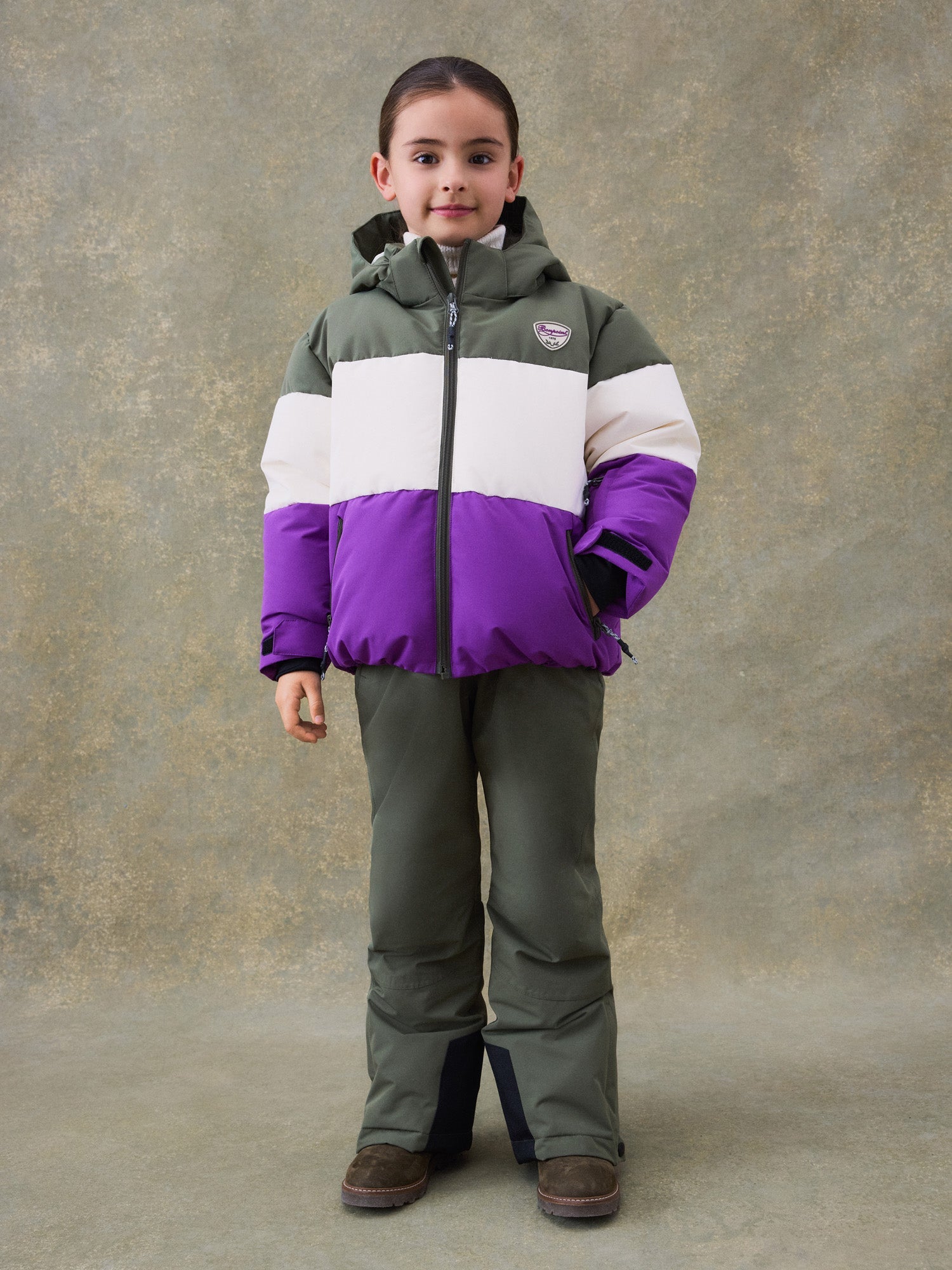 Girls Tricolor Ski Padded Down Jacket