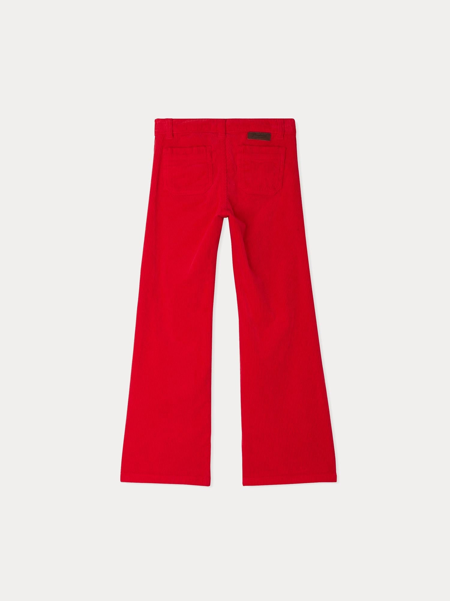 Girls Red Cotton Trousers