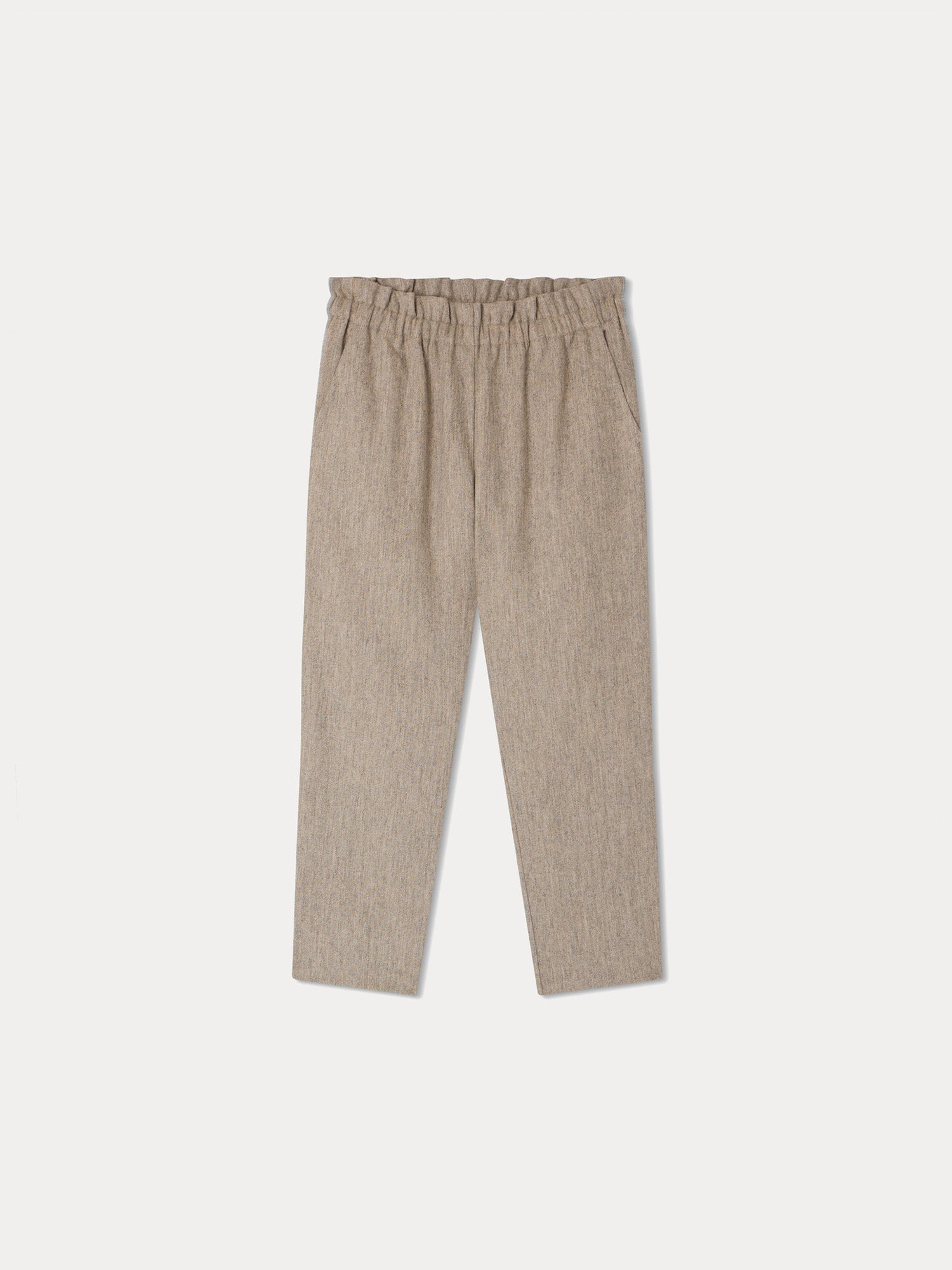 Girls Beige Grey Wool Trousers