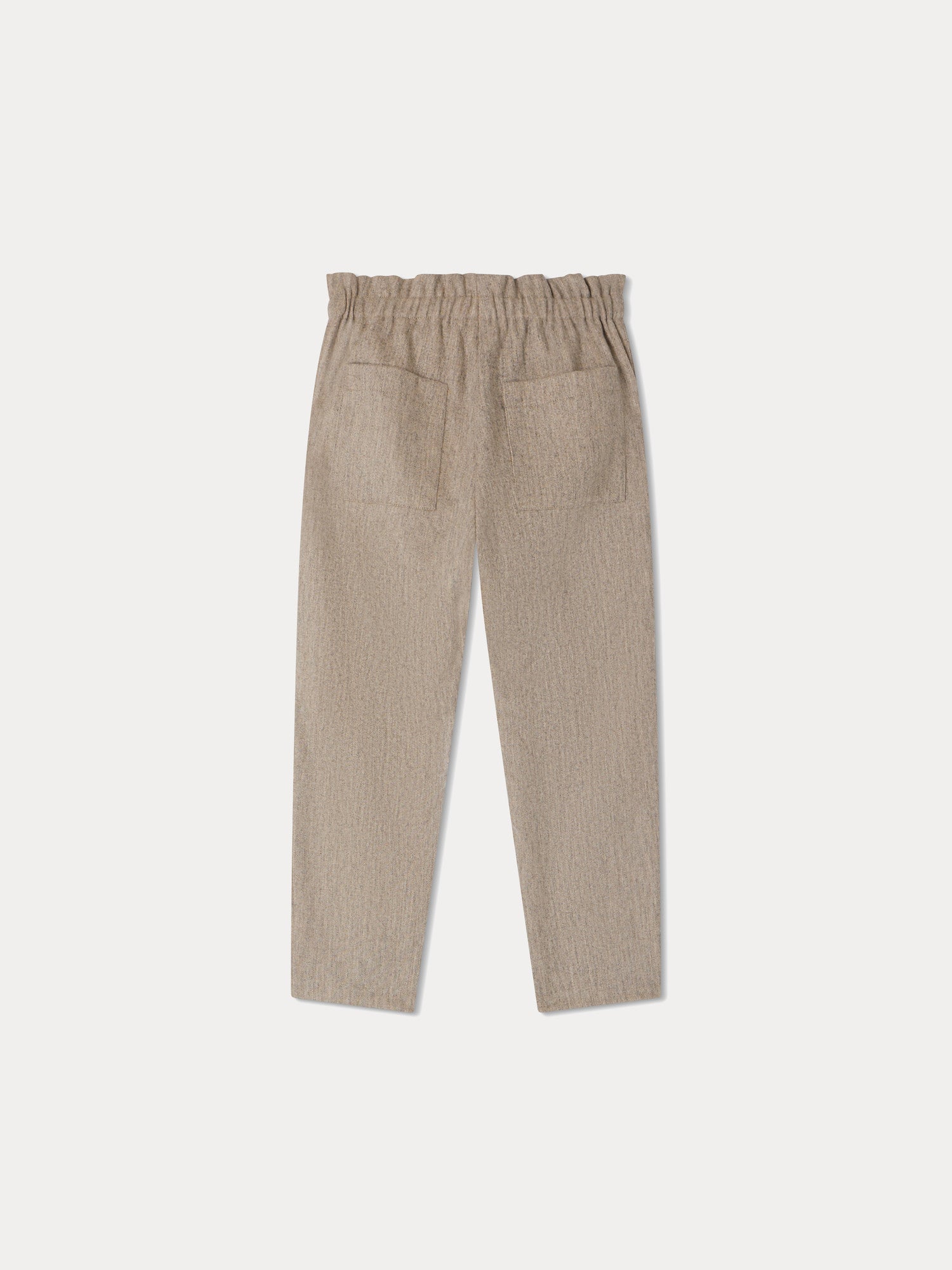 Girls Beige Grey Wool Trousers