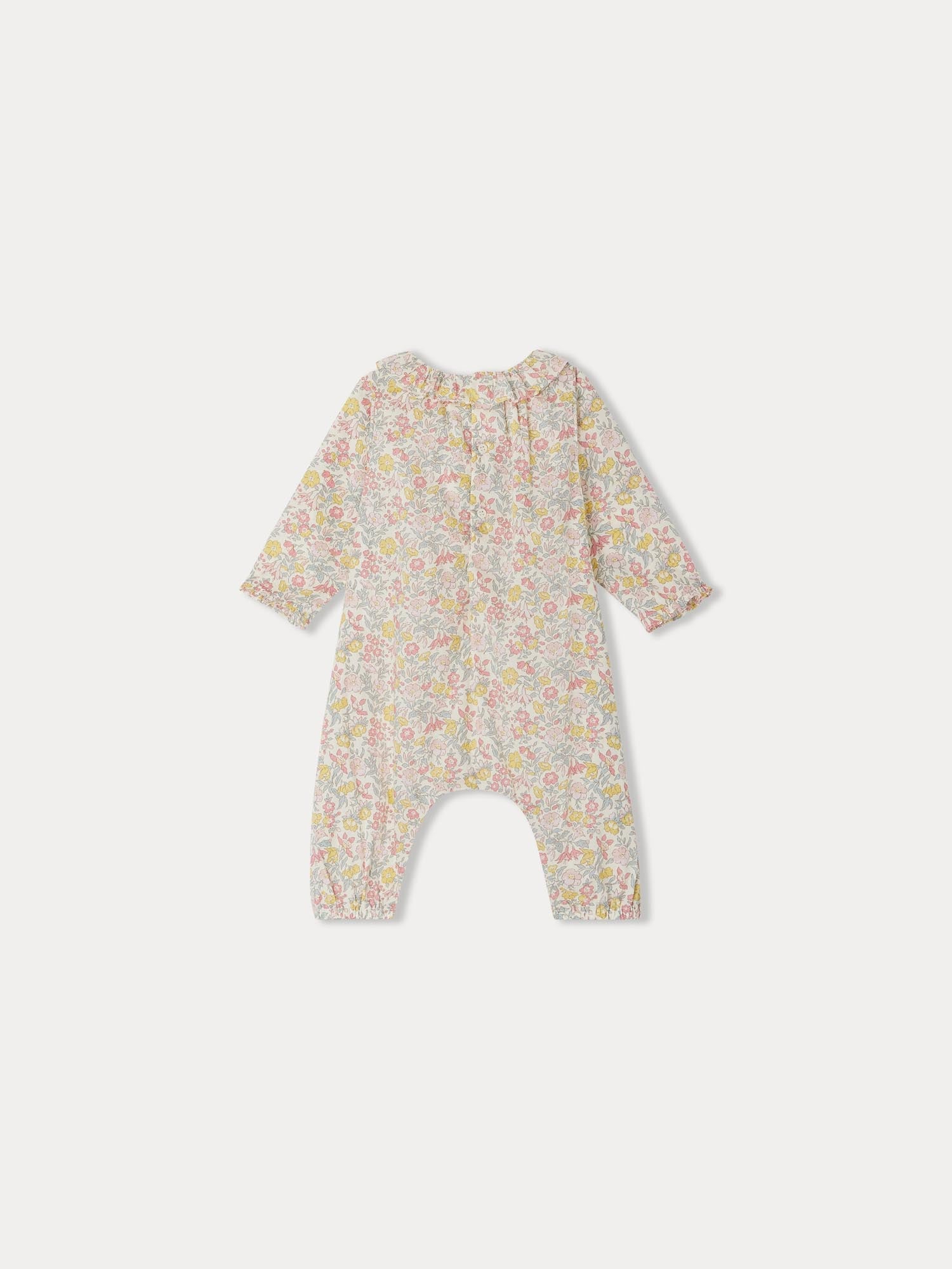 Baby Girls Pink Floral Cotton Babysuit