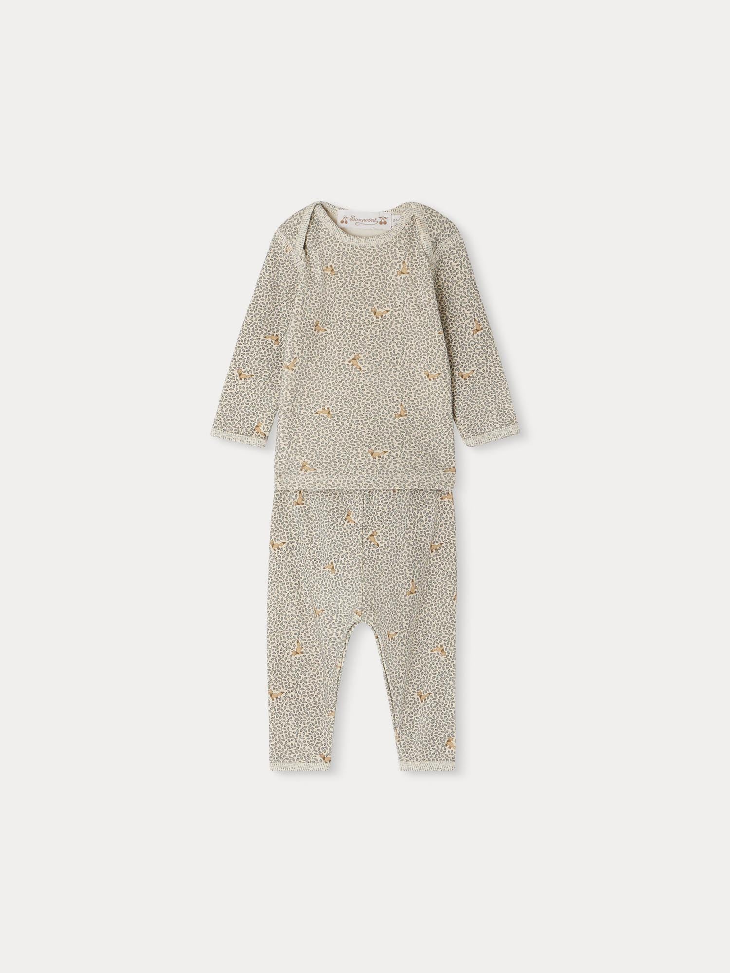 Baby Boys Grey Printed Cotton Set