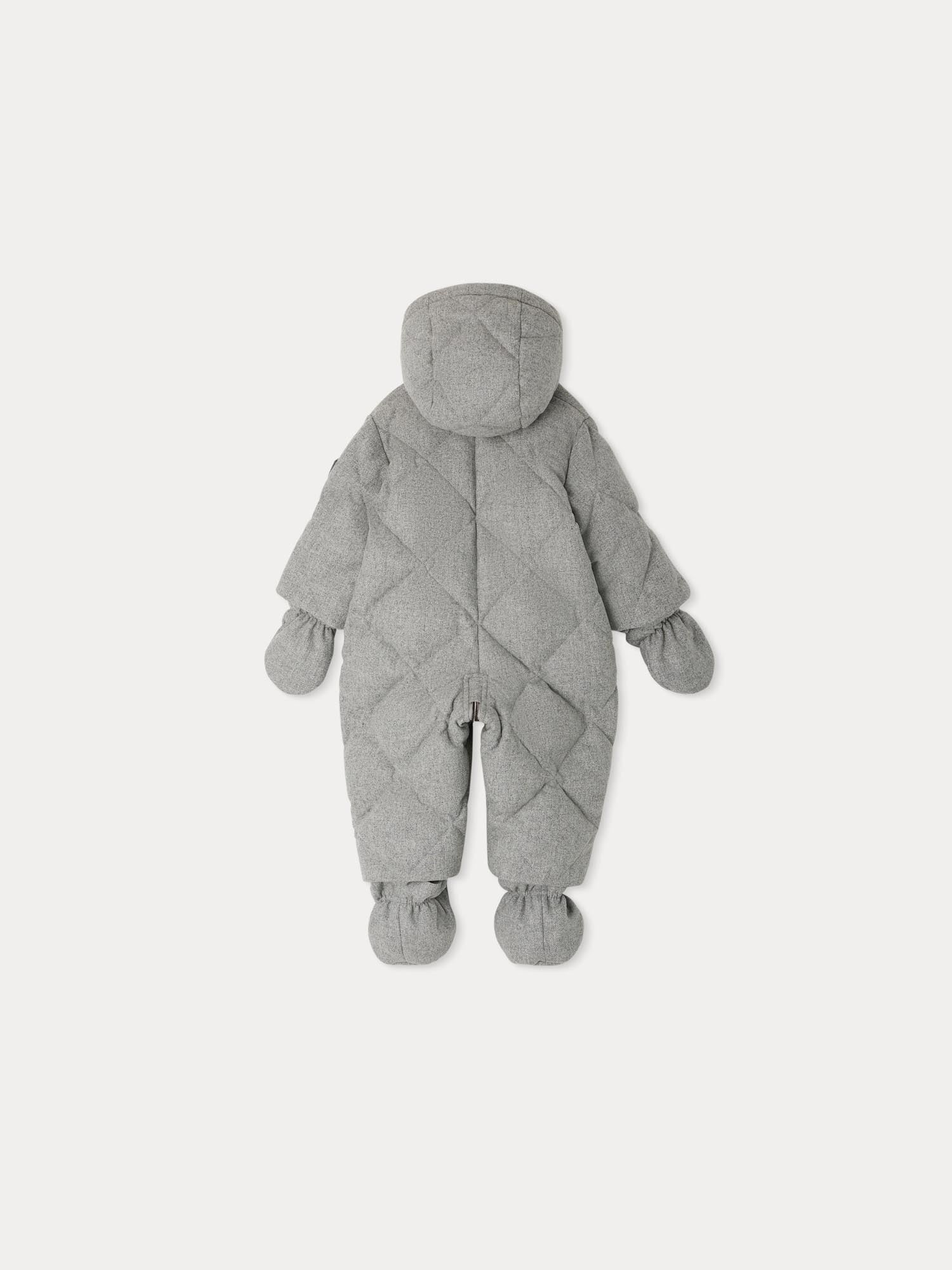 Baby Boys & Girls Grey Padded Down Babysuit