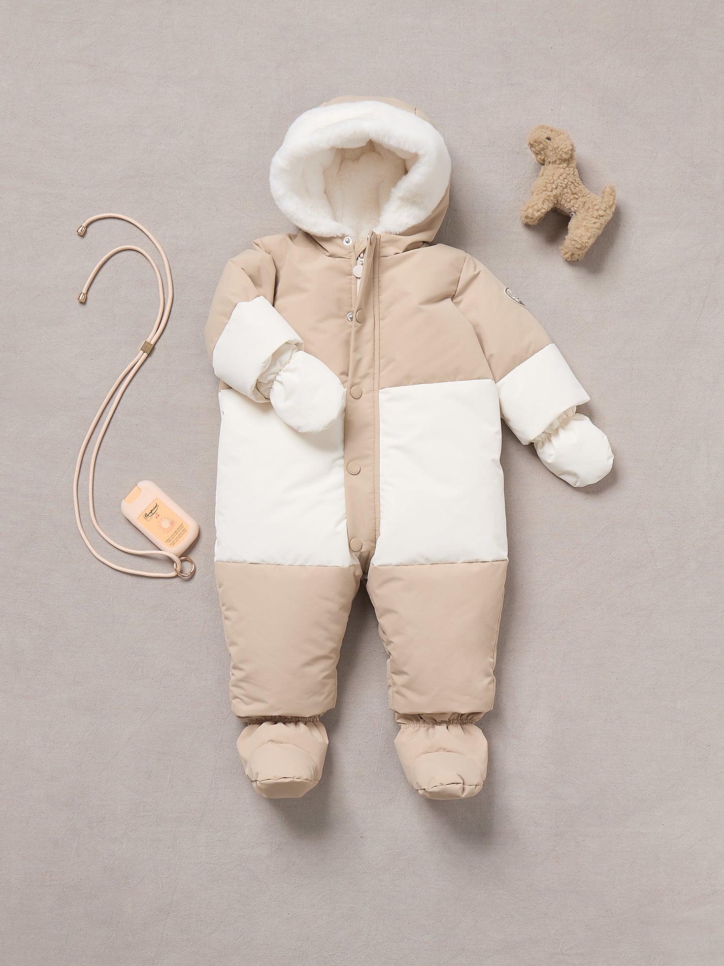 Baby Boys & Girls Beige Padded Babysuit