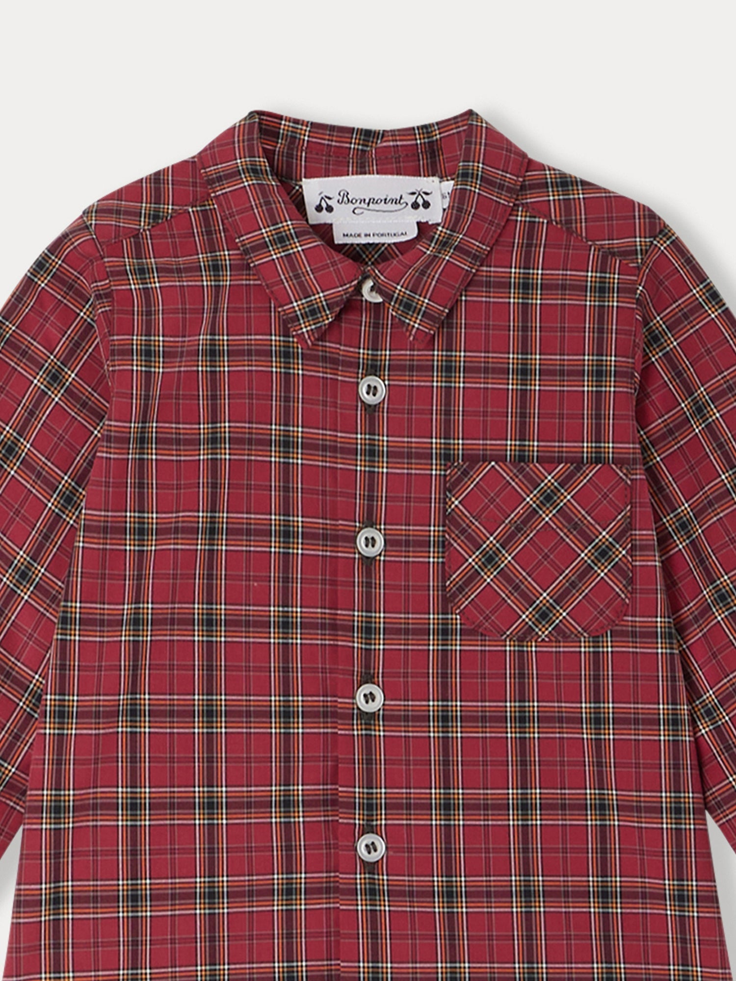 Baby Boys Wine Red Check Cotton Shirt