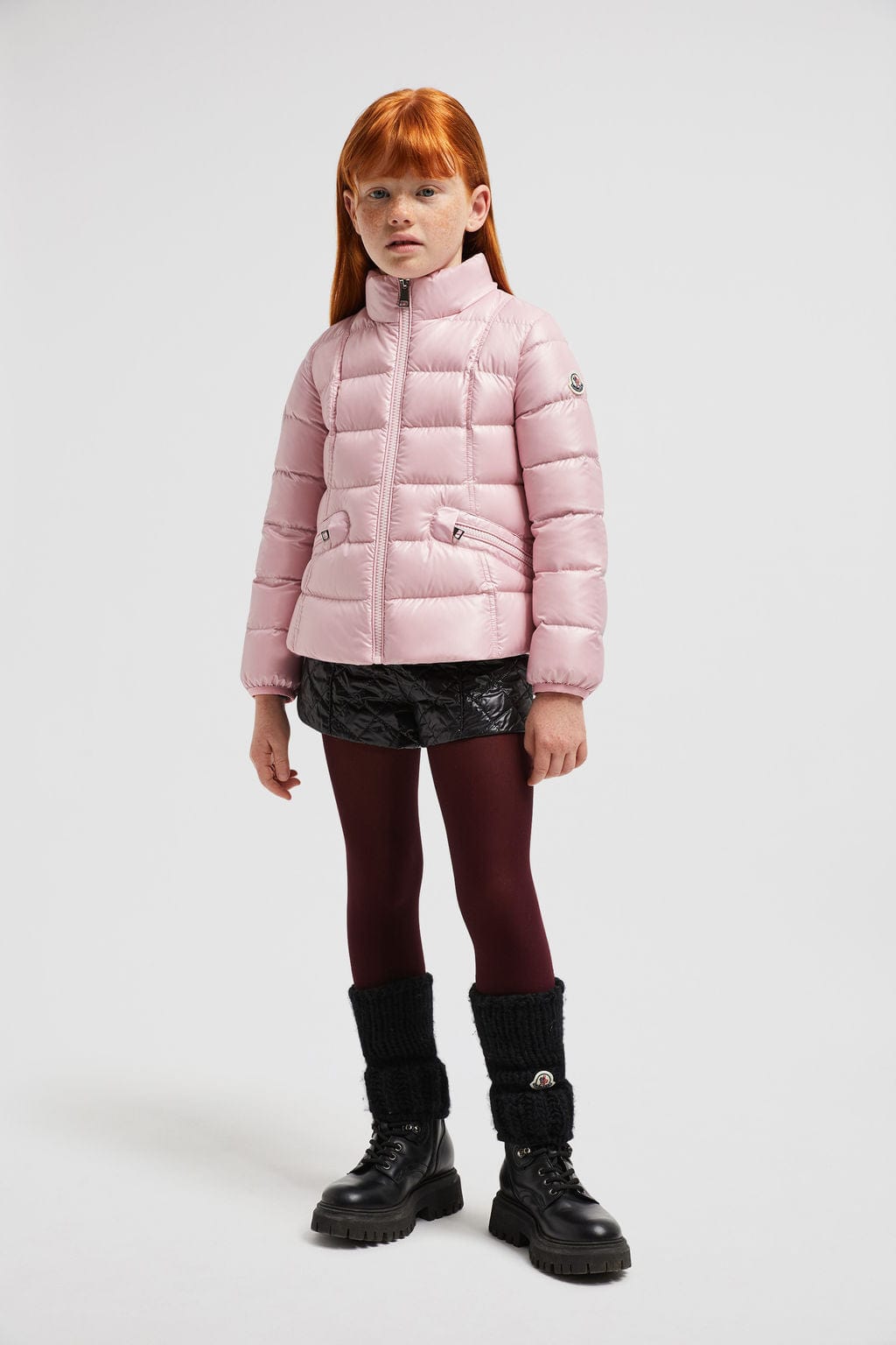 Moncler Enfant Girls Down Padded Ainay Jacket in Pink