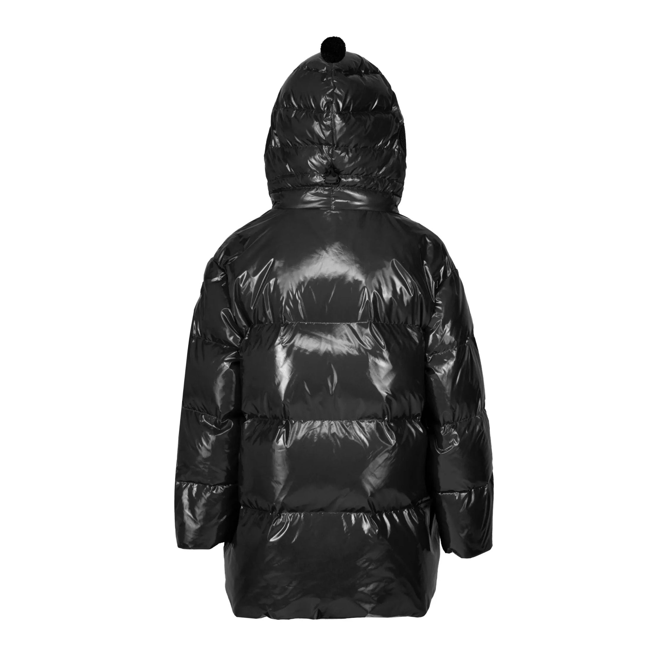 Girls Black Glossy Padded Down Coat