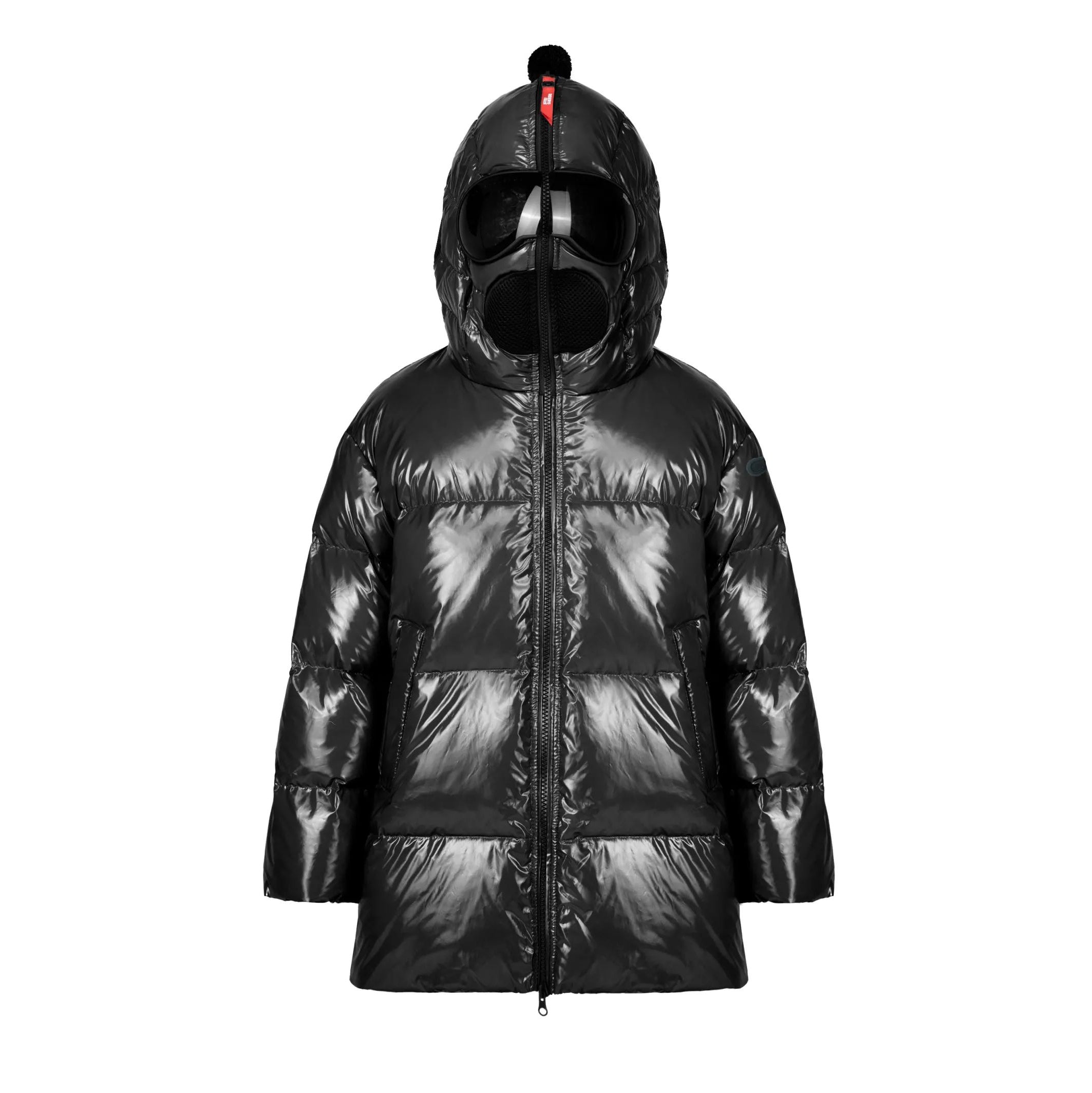 Girls Black Glossy Padded Down Coat