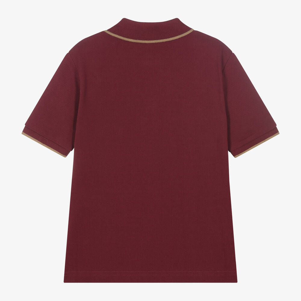 Boys Wine Red Cotton Polo Shirt