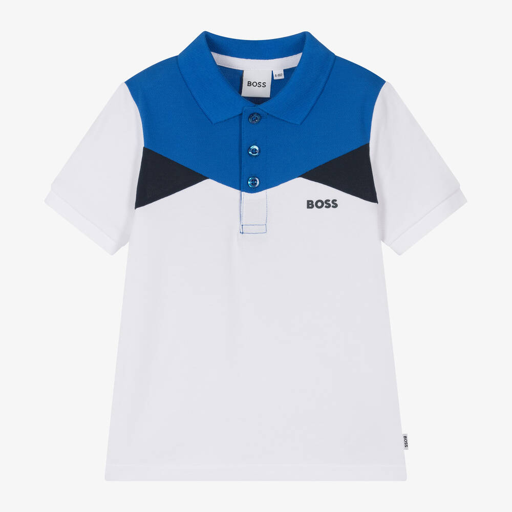 Boys White Cotton Polo Shirt