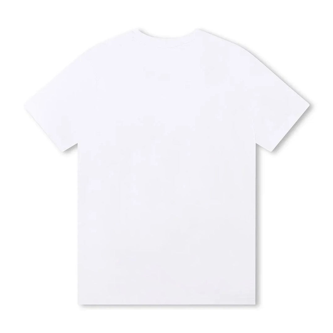 Boy White Printed Cotton T-Shirt