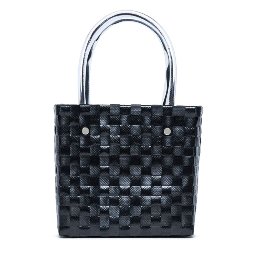 Girls Black Woven Handbag