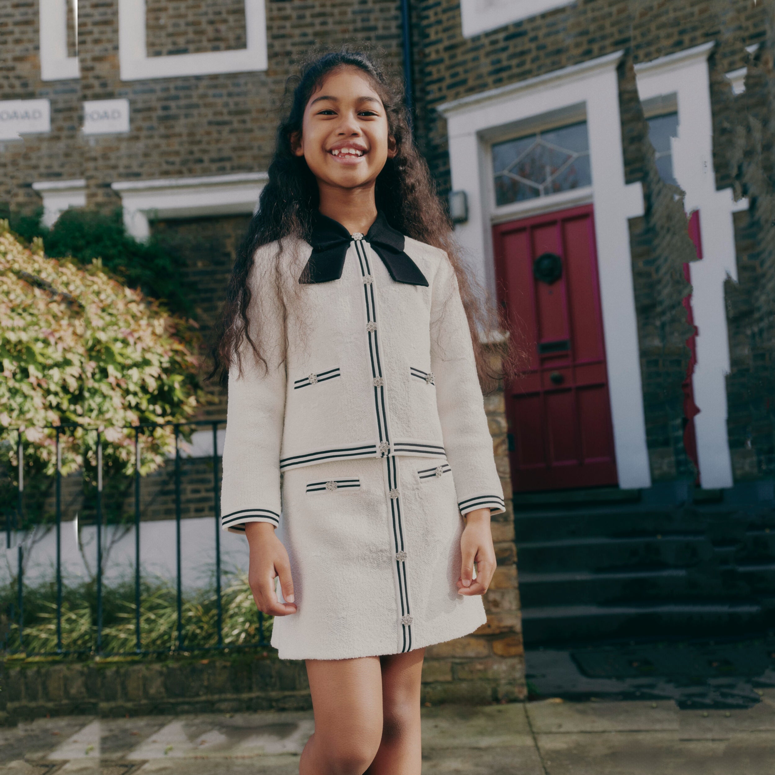 Girls White Jacquard Cardigan