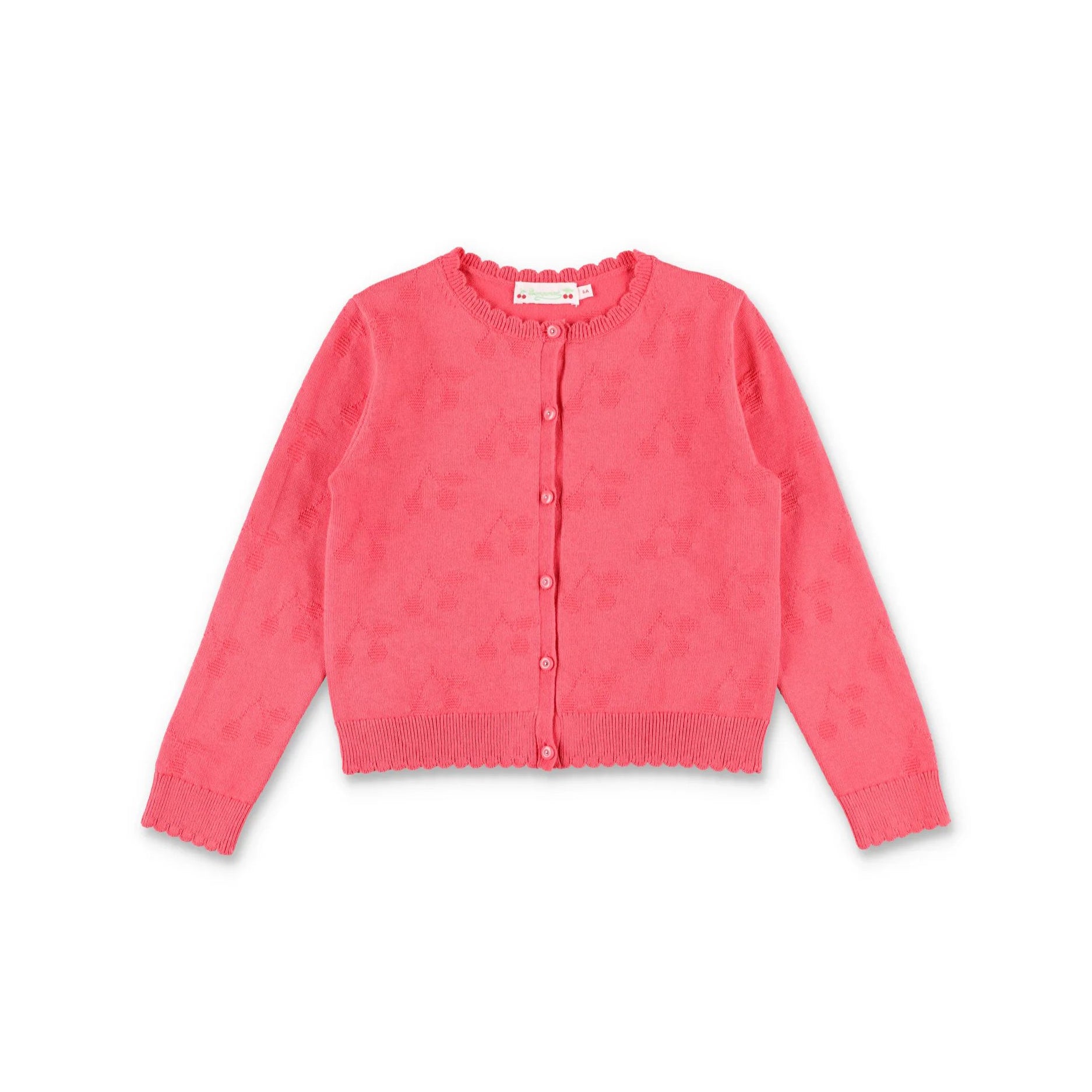 Girls Bright Pink Knit Cotton Cardigan