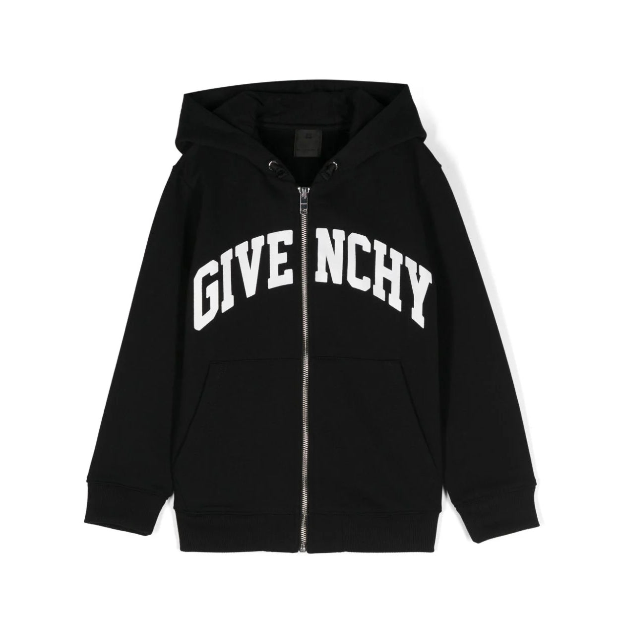 Boys Black Logo Cotton Zip-Up Top