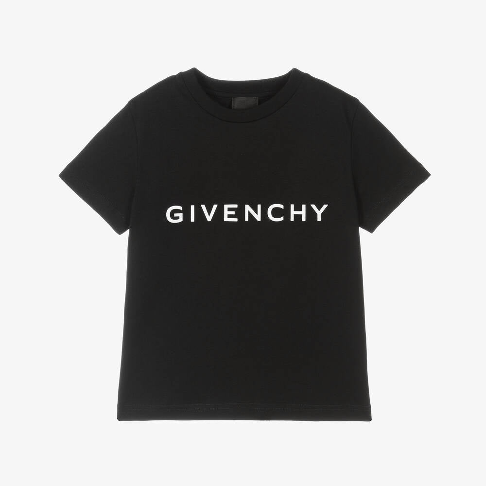 Boys & Girls Black Logo Cotton T-Shirt