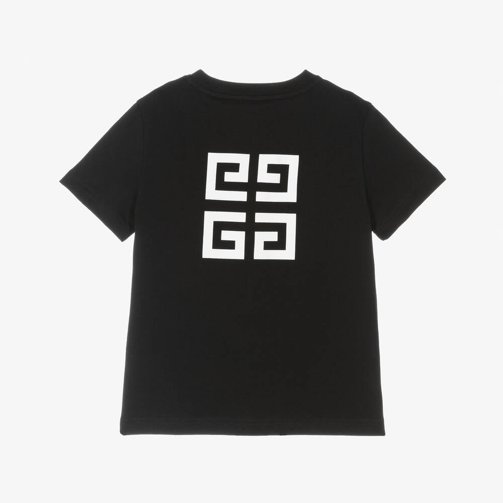 Boys & Girls Black Logo Cotton T-Shirt