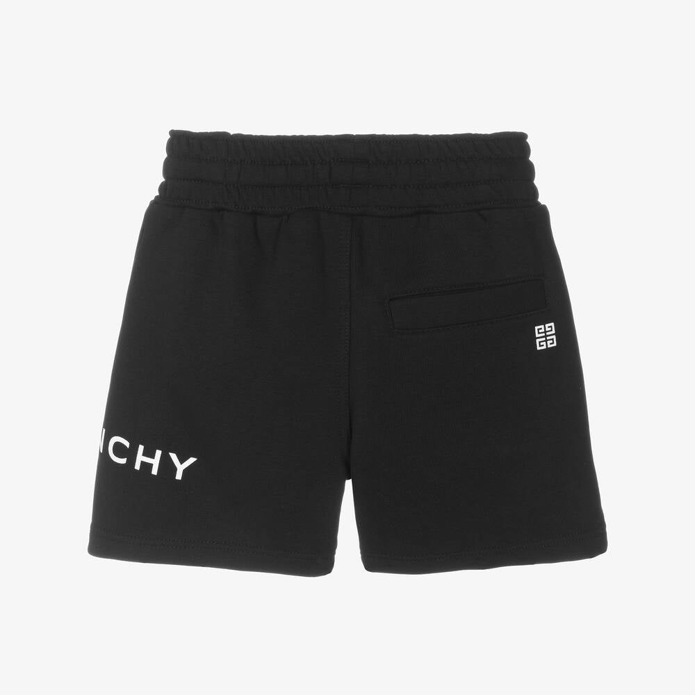 Boys Black Logo Cotton Shorts