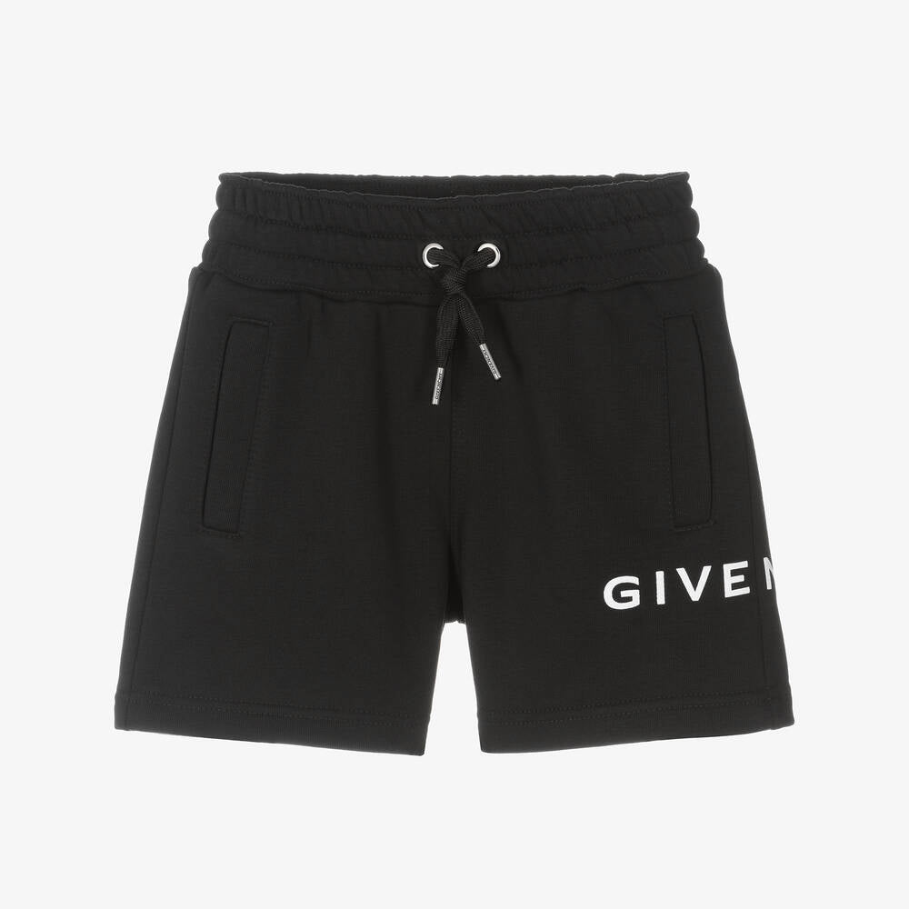 Boys Black Logo Cotton Shorts