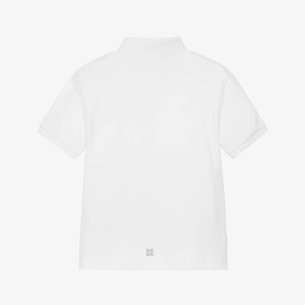 Boys White Cotton Polo Shirt