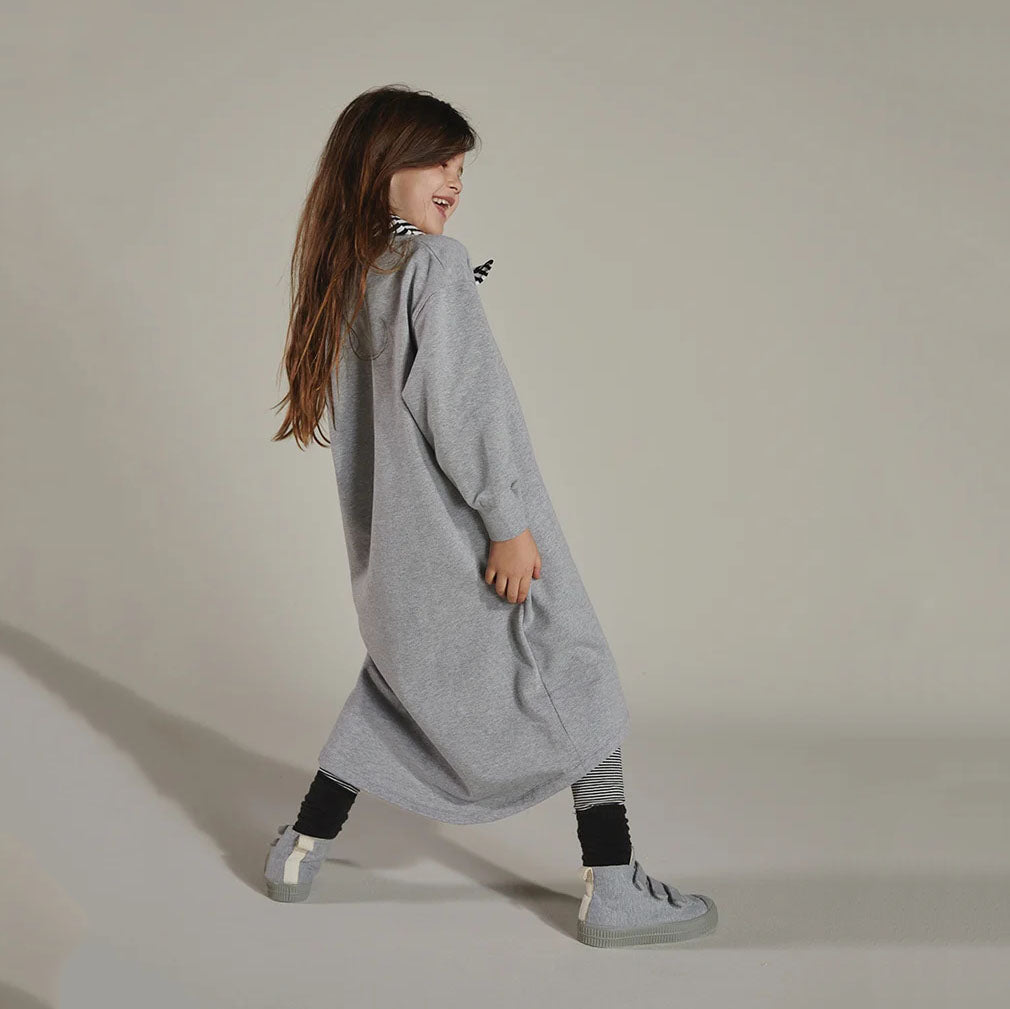 Girls Grey Cotton Dress