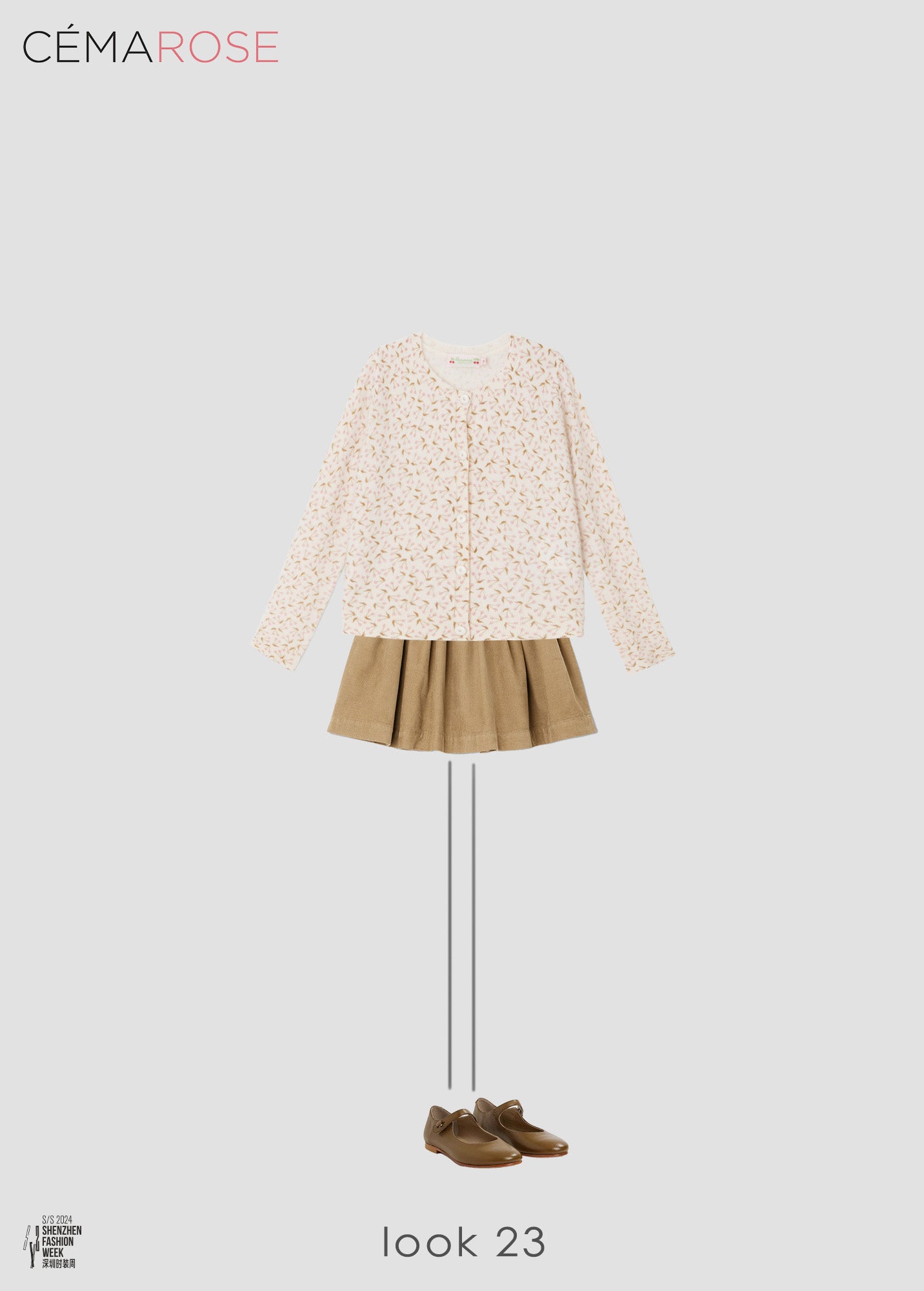 Girls Khaki Velvet Skirt