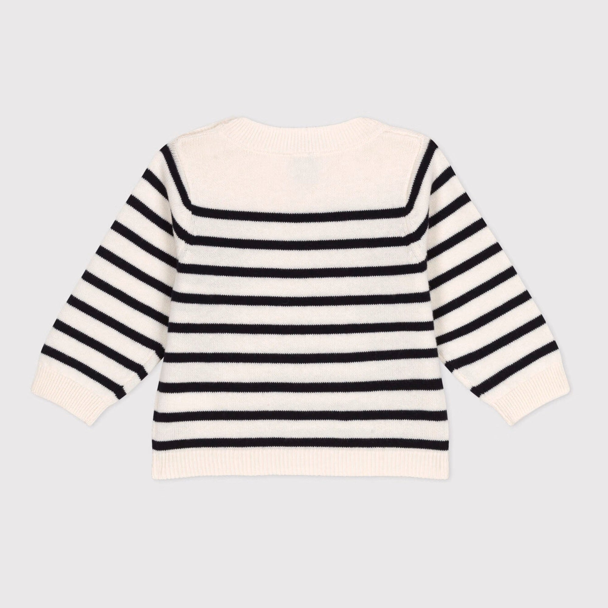 Baby Boys & Girls White Stripes Wool Sweater