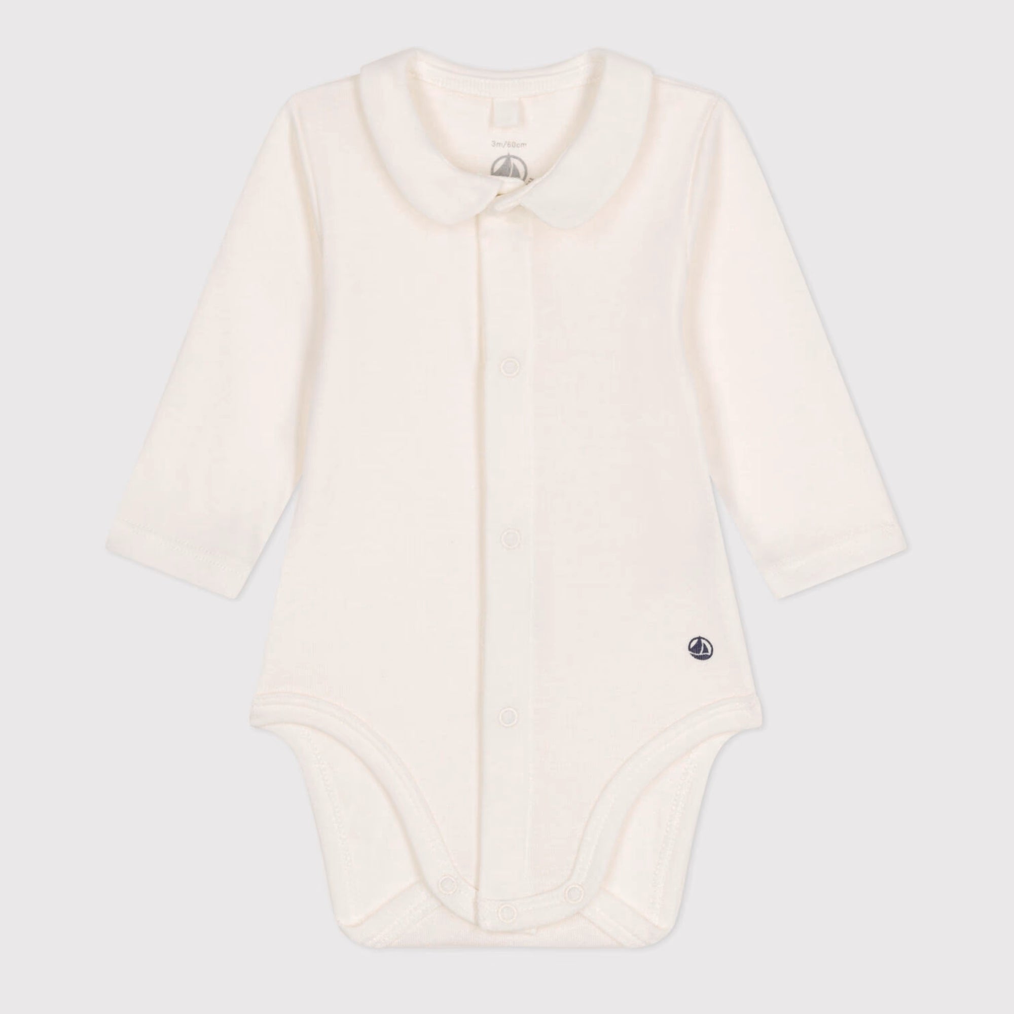 Baby Boys & Girls White Cotton Babysuit