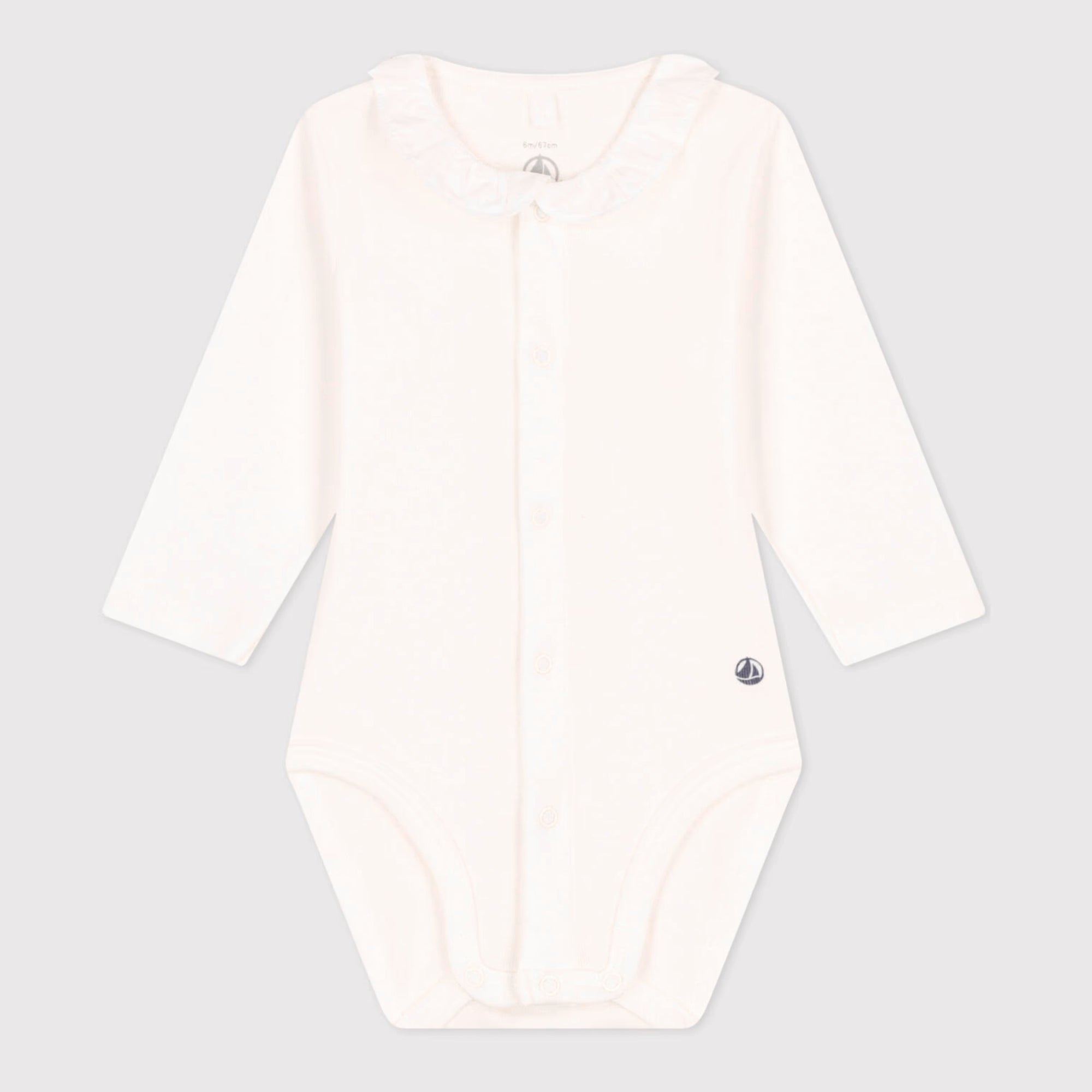 Baby Girls White Cotton Babysuit