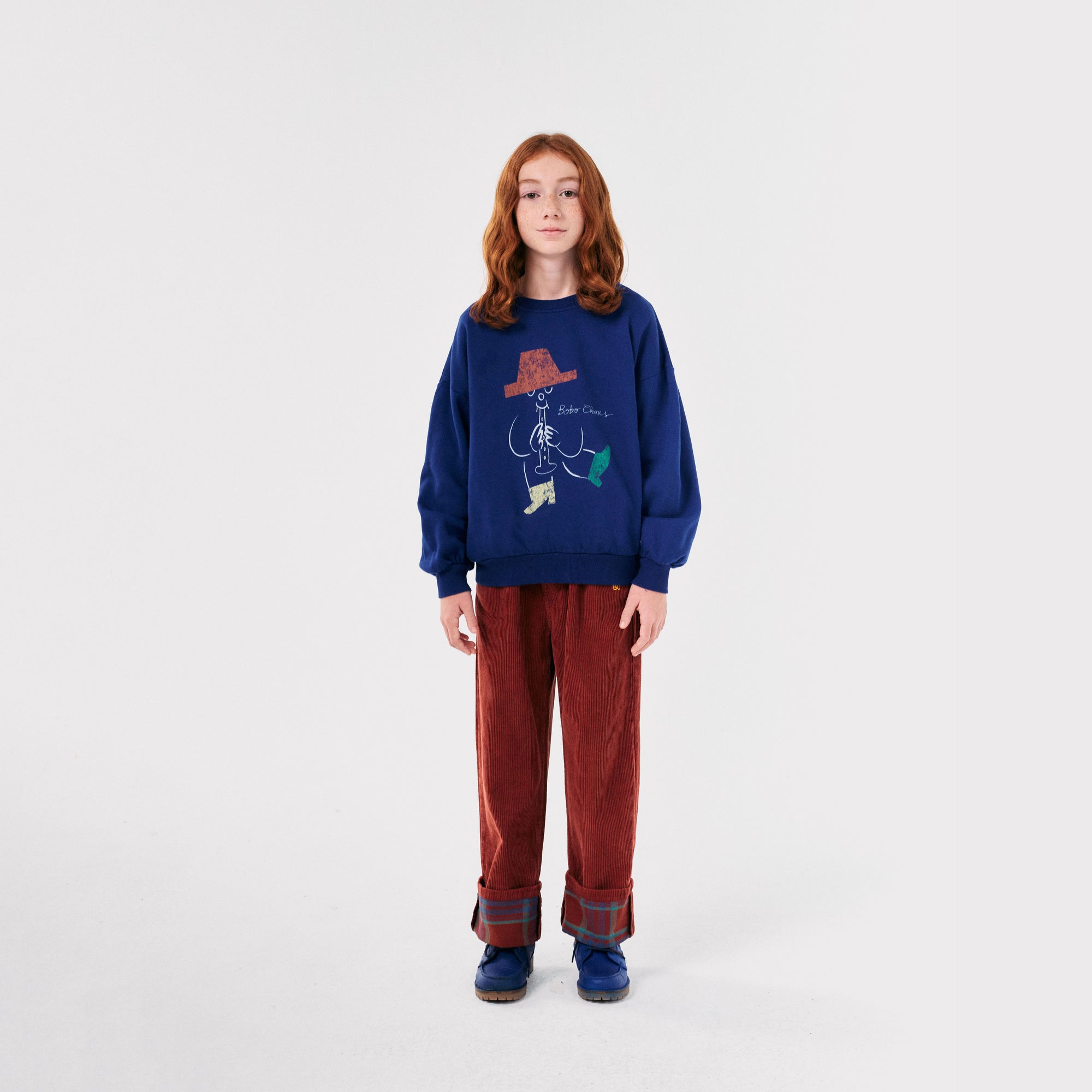 Boys & Girls Blue Printed Cotton Sweatshirt