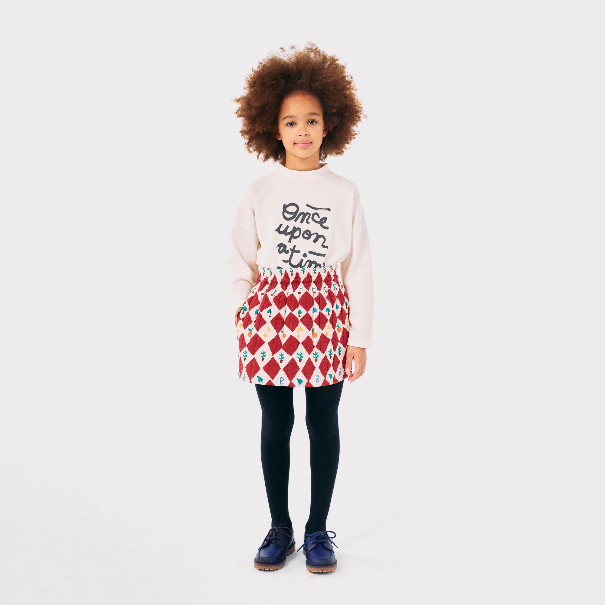 Girls Red Check Cotton Skirt