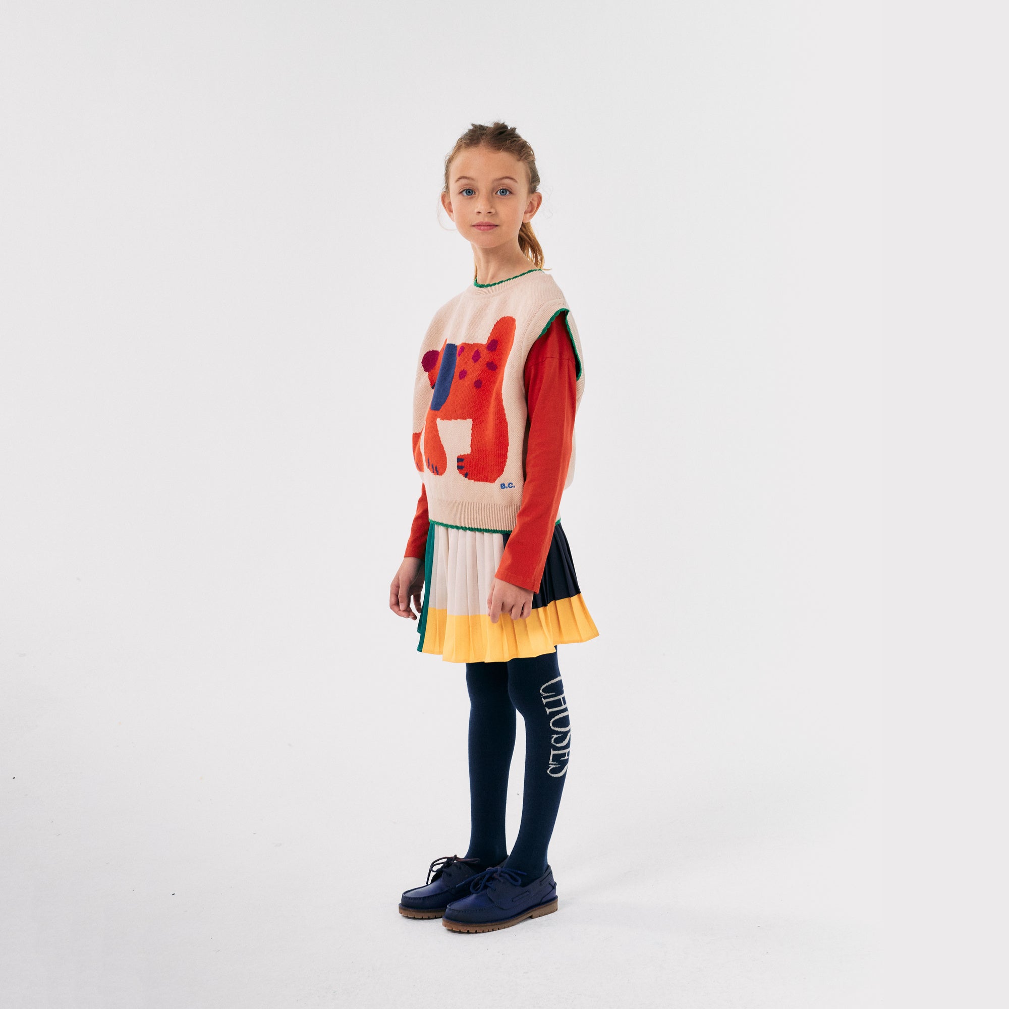 Girls Multicolor Pleated Skirt