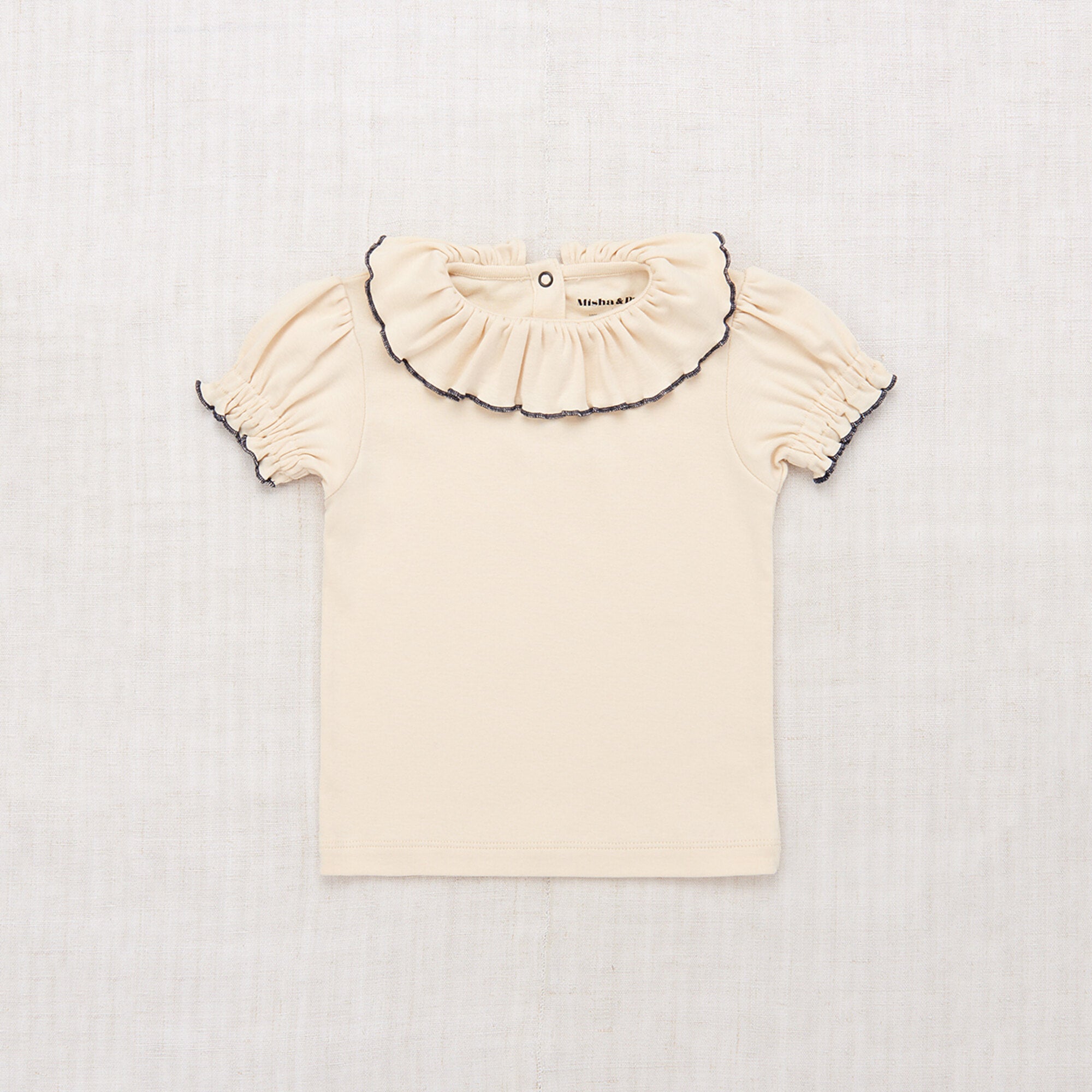 Girls Cream Ruffled Cotton T-Shirt