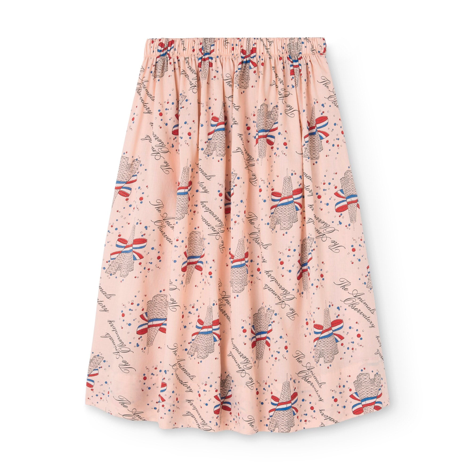 Girls Light Pink Printed Cotton Skirt