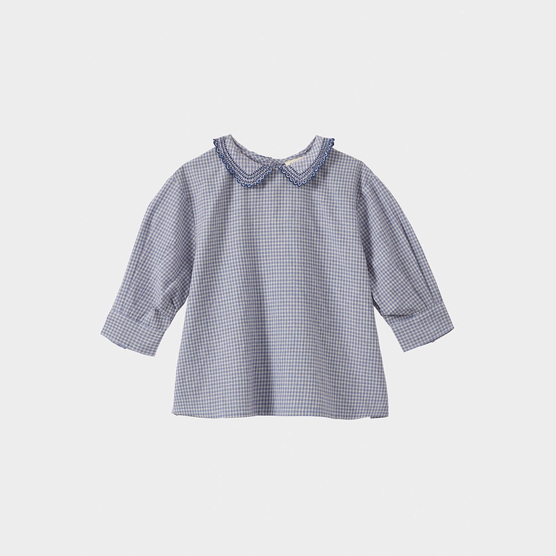 Girls Blue Check Cotton Top